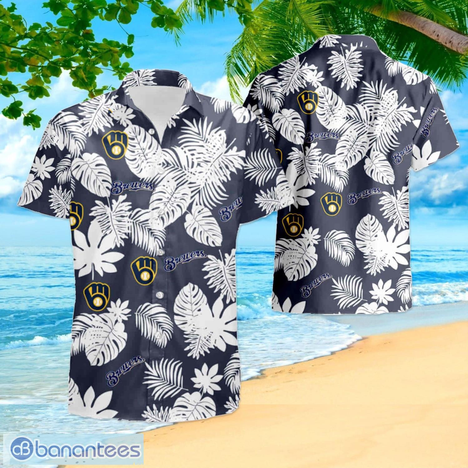 Milwaukee Brewers Tropical Flower Short Sleeve 2 Hawaiian Shirt And Shorts Summer Gift For Fans Product Photo 1