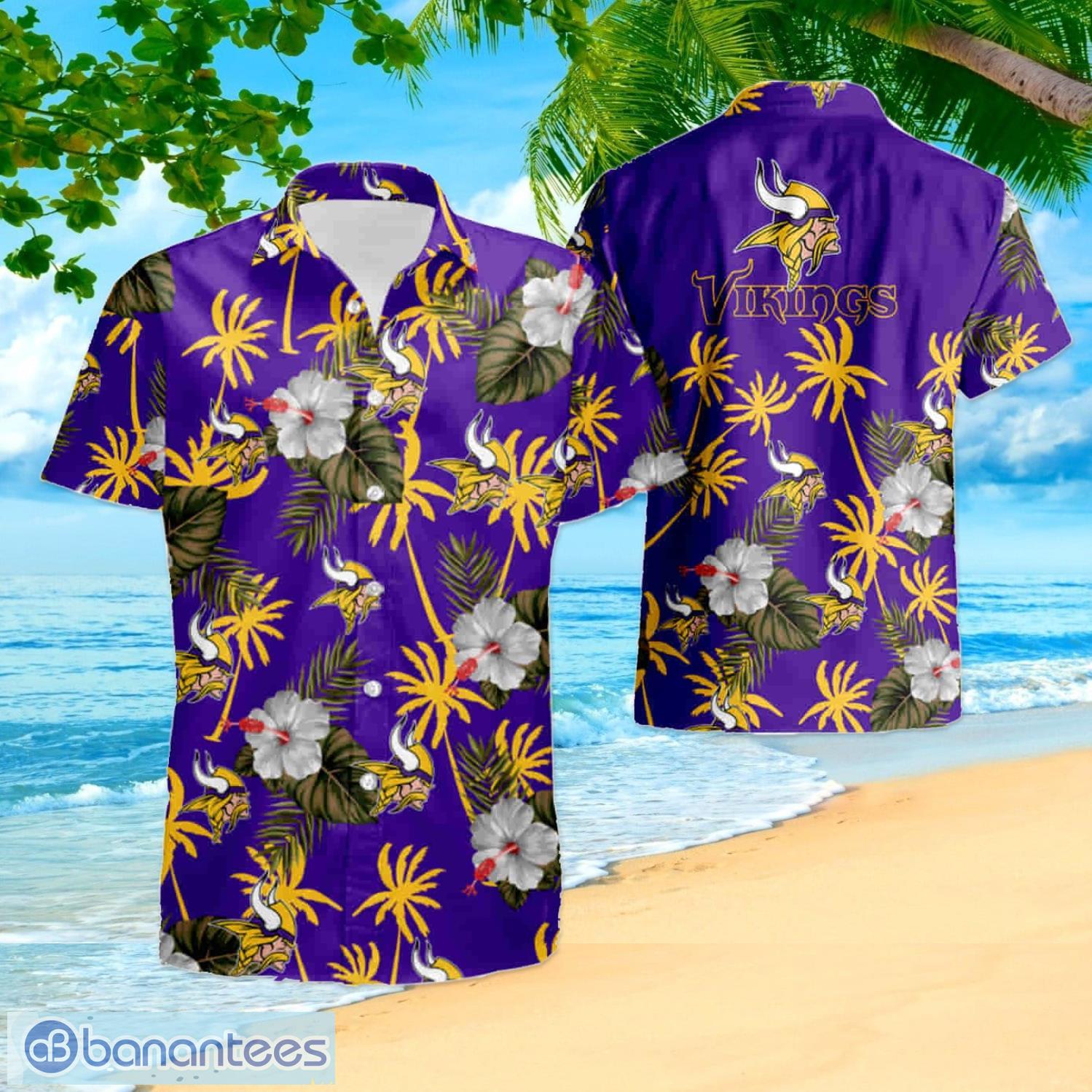 NFL Minnesota Vikings Hawaiian Shirt Custom Name White Purple