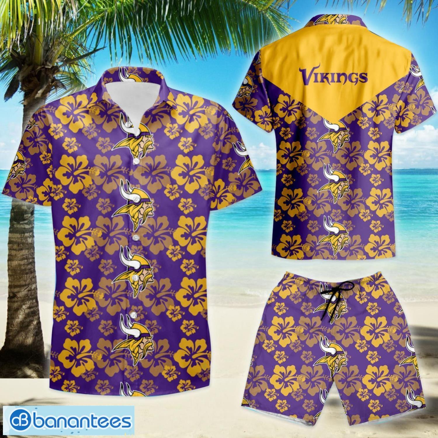 Minnesota Vikings Tropical Floral Custom Name Aloha Hawaiian Shirt