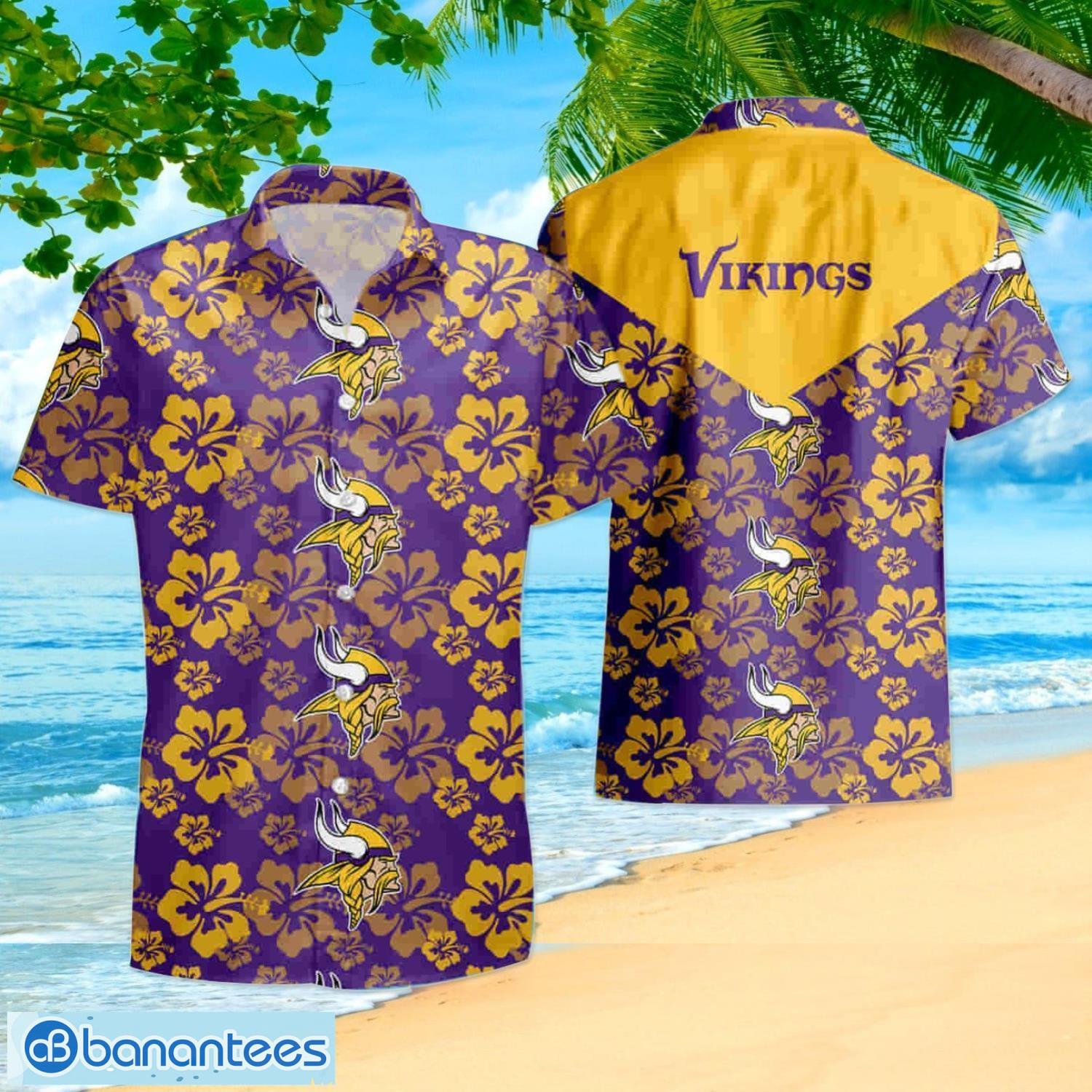 Minnesota Vikings Tropical Floral Custom Name Aloha Hawaiian Shirt