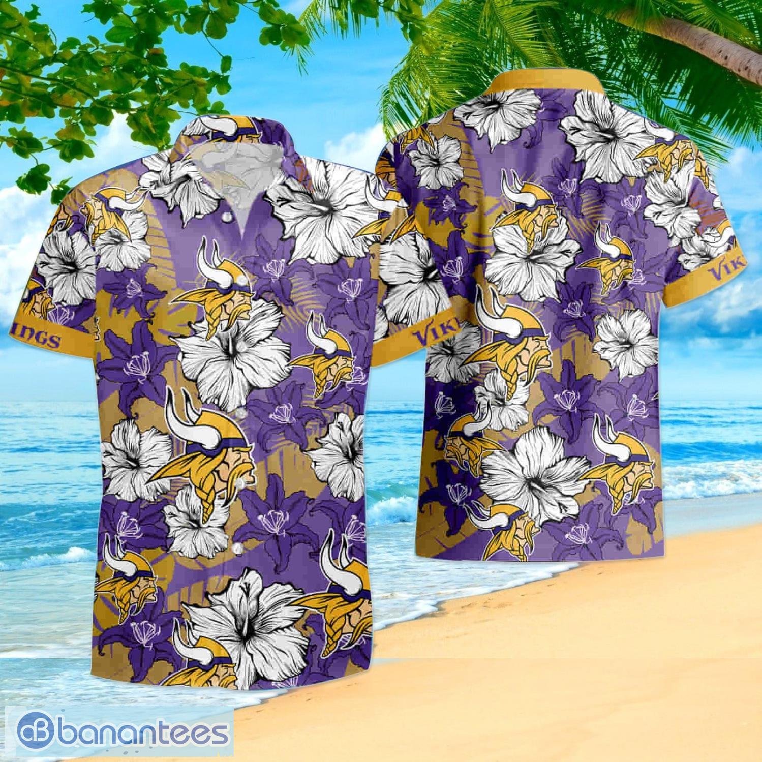 Minnesota Vikings and skull Hawaiian Shirt And Shorts Summer Vacation Gift  - Banantees