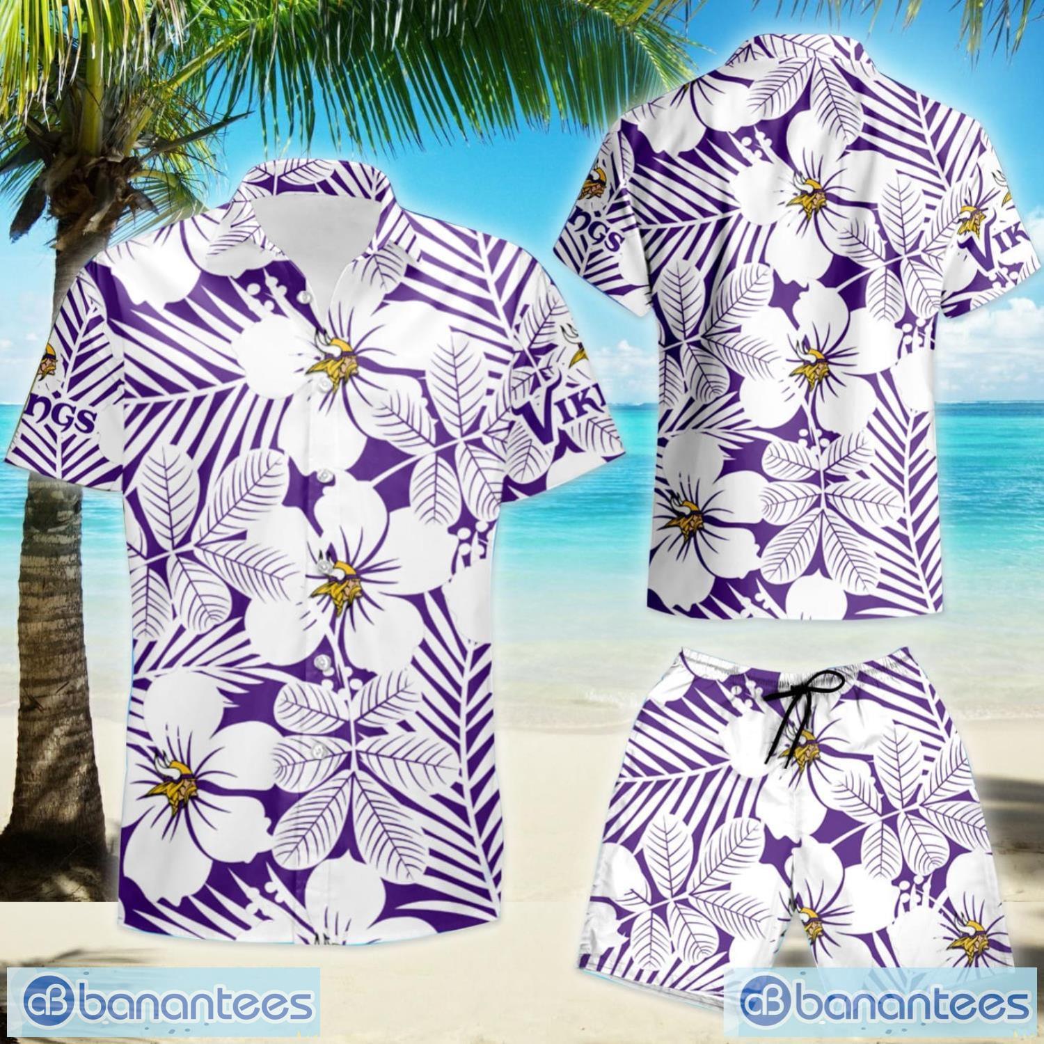 Minnesota Vikings and skull Hawaiian Shirt And Shorts Summer Vacation Gift  - Banantees