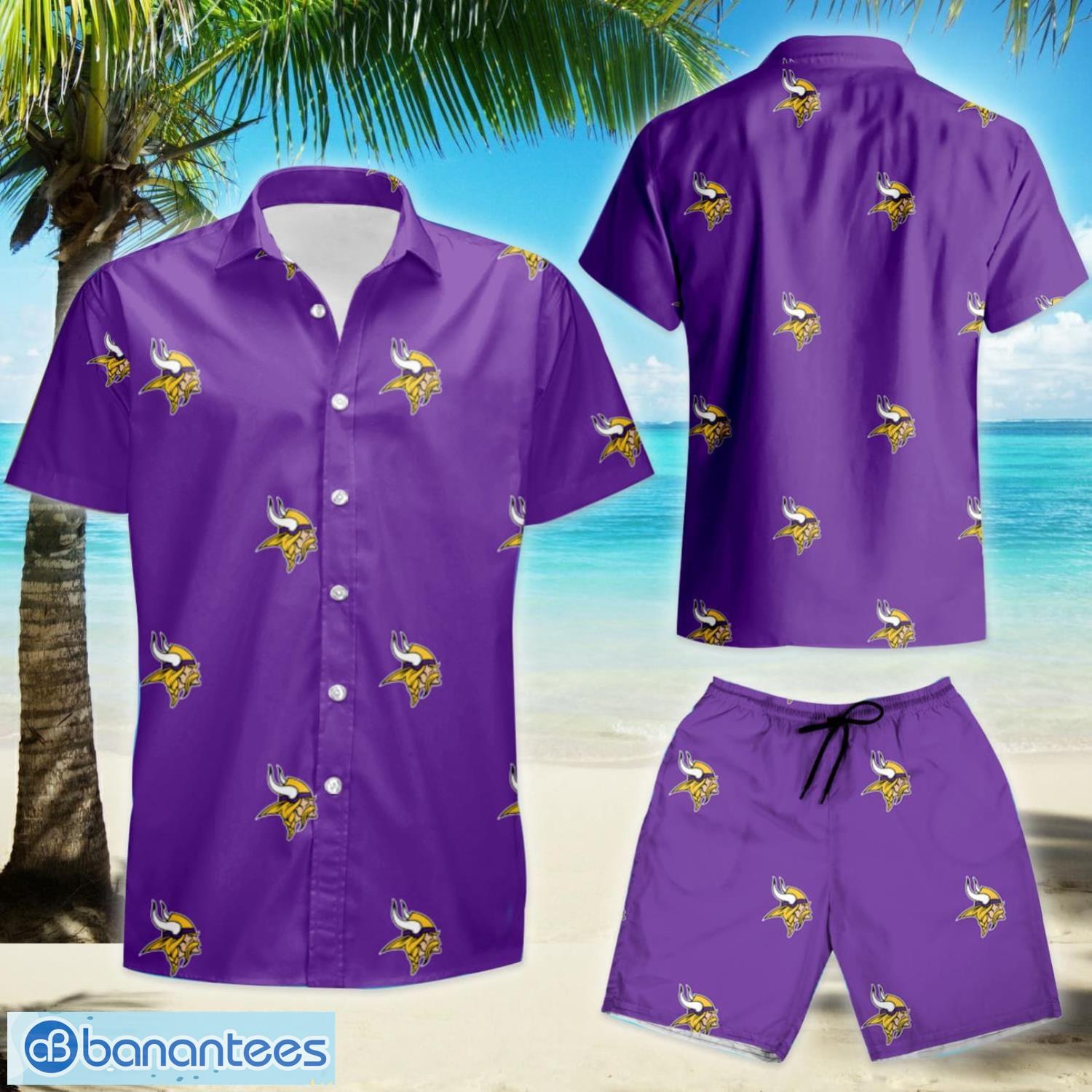 NFL Minnesota Vikings White Flowers Purple Hawaiian Shirt - Trendy Aloha