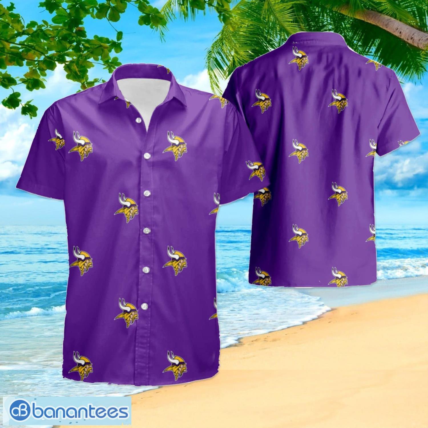 Minnesota Vikings Mini Print Logo Short Sleeve Aloha Hawaiian Shirt And  Shorts Beach Gift - Banantees