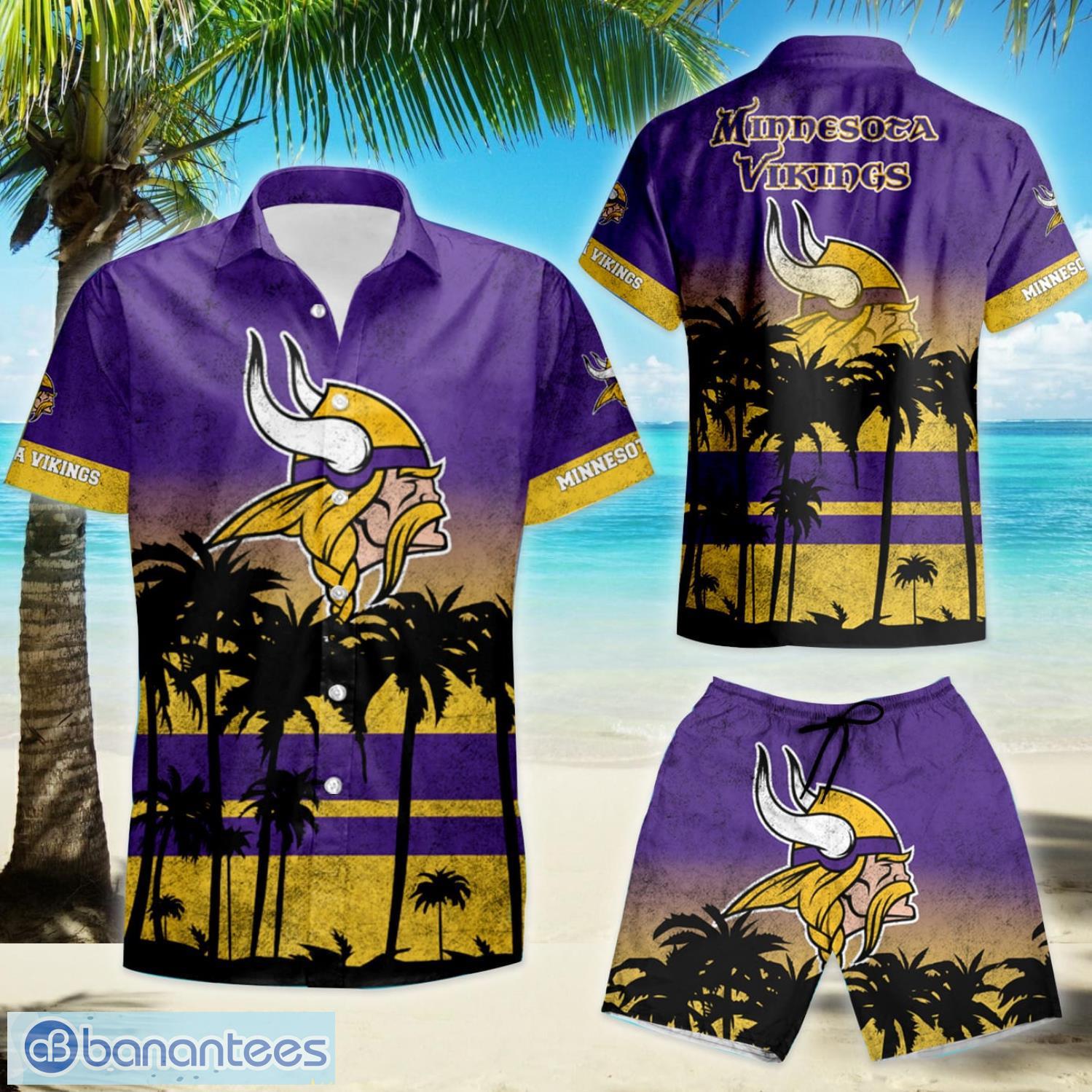 Minnesota Vikings Men's Short Sleeve Shirt Hawaiian Shirts Button T  Shirt Top