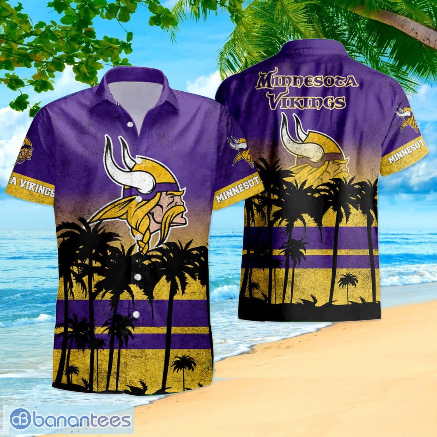 Minnesota Vikings Men's Short Sleeve Shirt Hawaiian Shirts Button T  Shirt Top