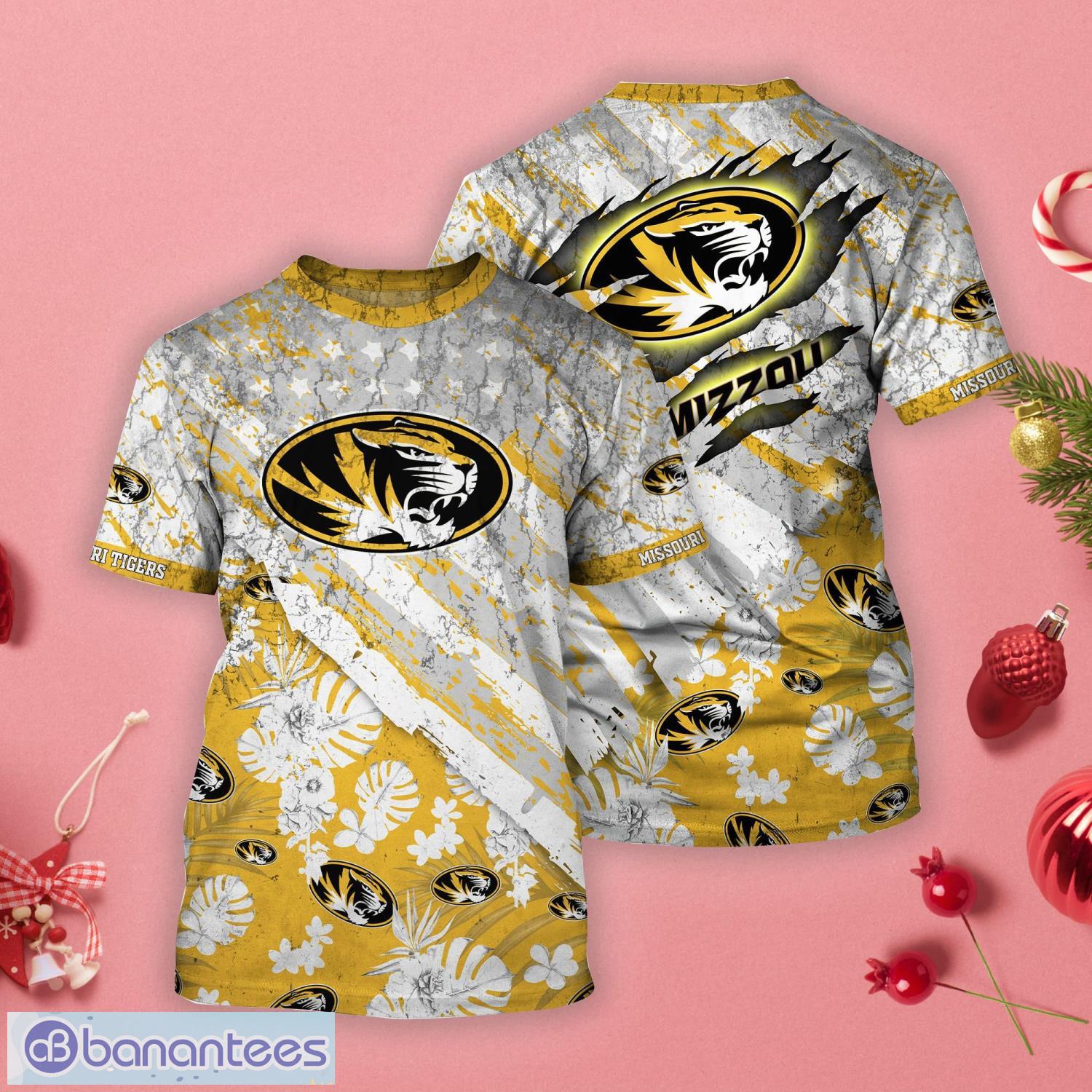 Missouri Tigers Tropical Flower Style And Flag All Over Printed 3D T-Shirt Product Photo 1