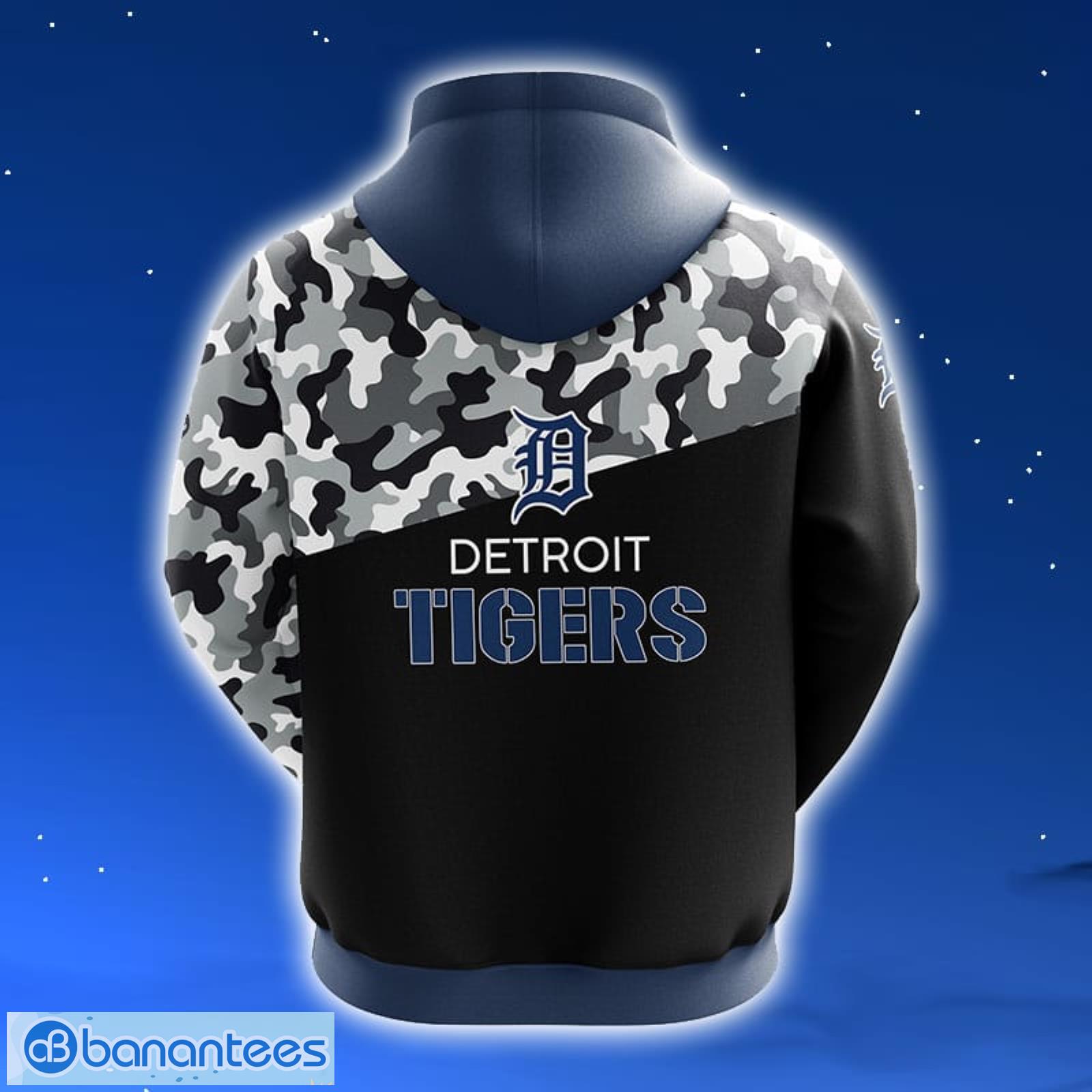 MLB Detroit Tigers Camouflage 3D Hoodie Zip Hoodie For Men And