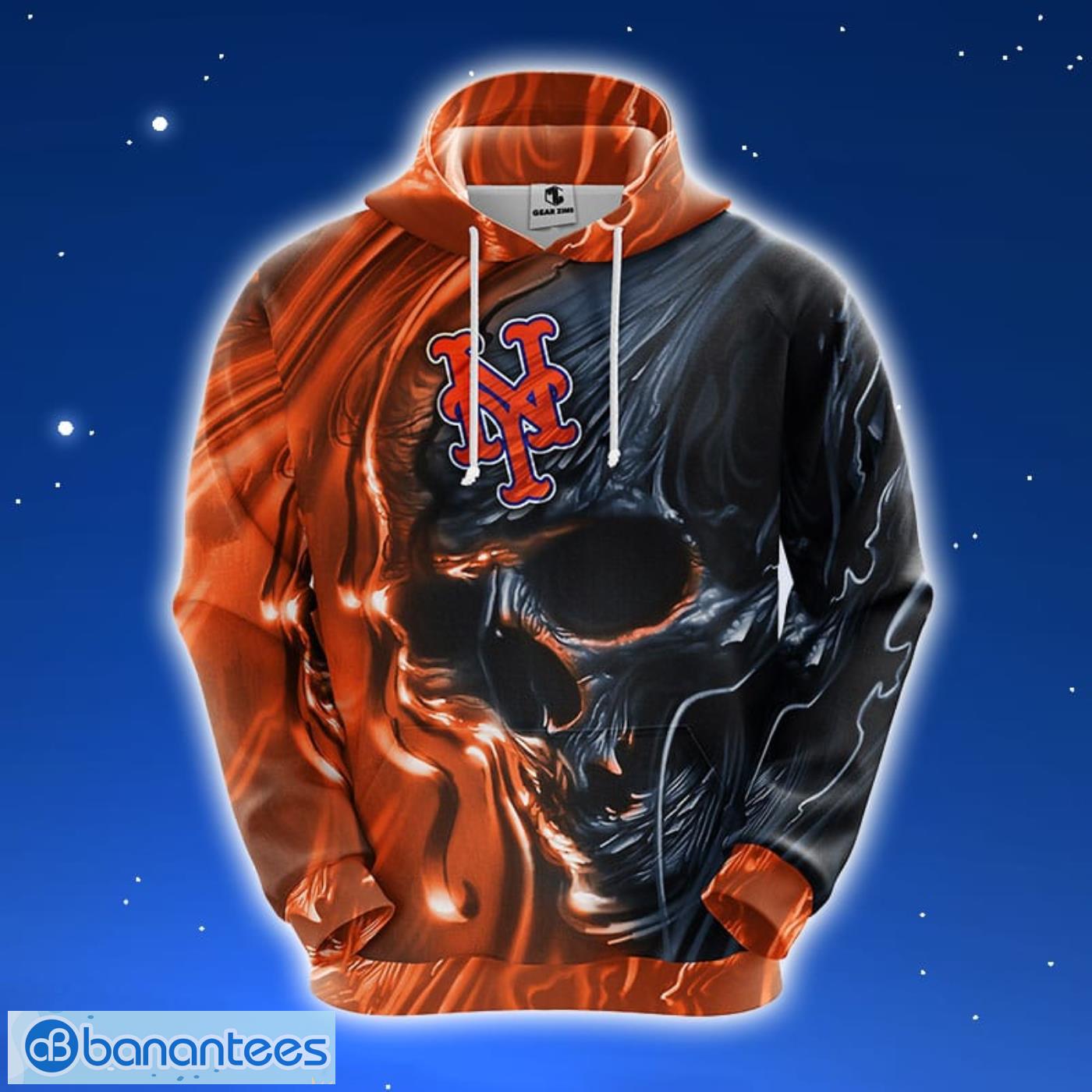 MLB New York Mets Skull Orange 3D Hoodie Zip Hoodie For Men And Women Sport  Gift - Banantees