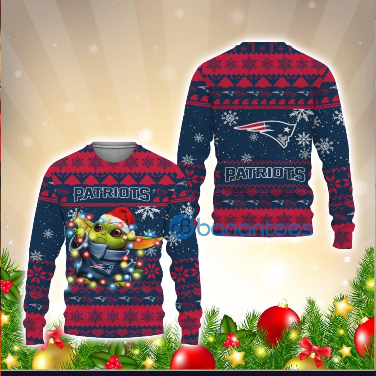 NFL New England Patriots Custom Name And Number Christmas Gift For Fans Ugly  Christmas Sweater - Banantees