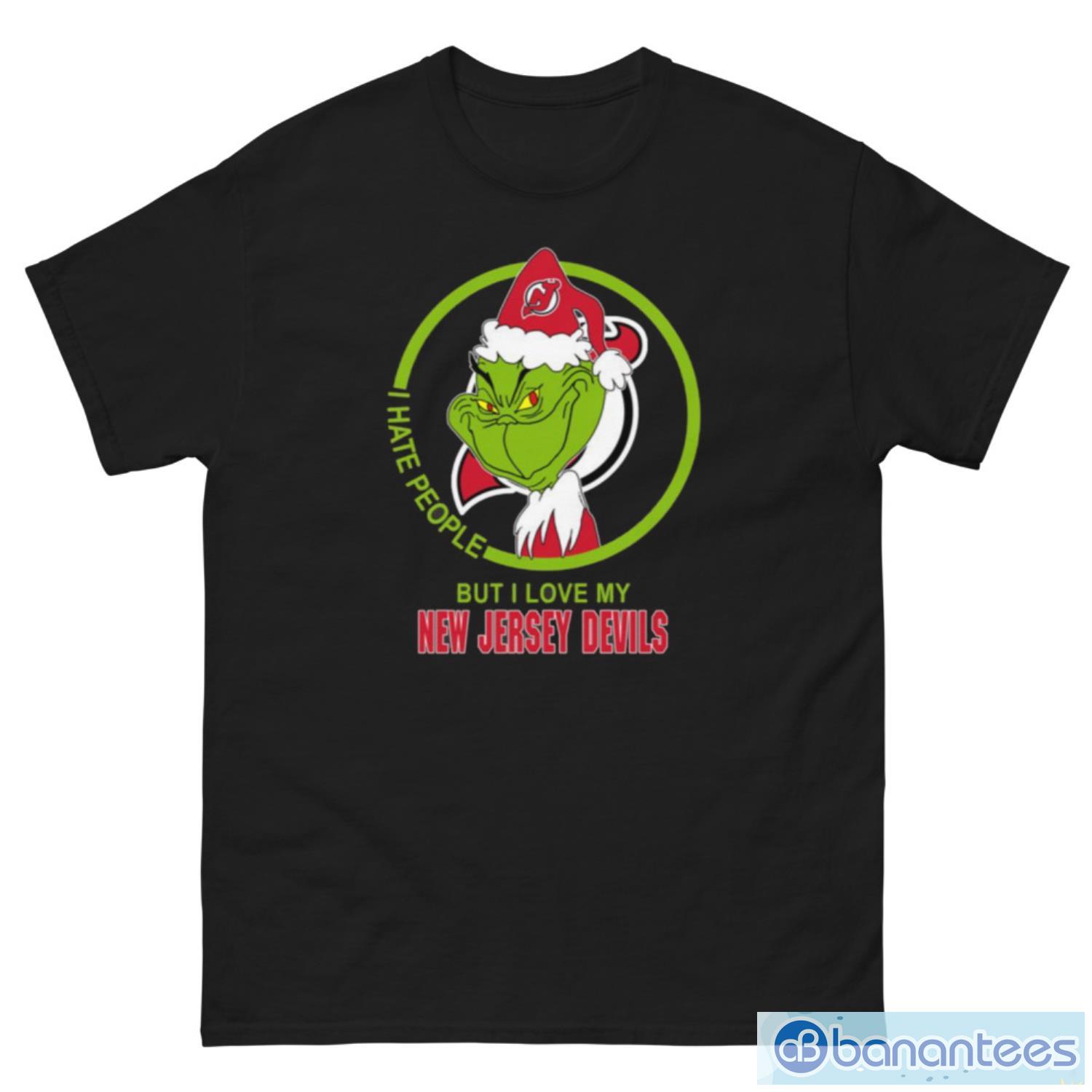New Jersey Devils NHL Christmas Grinch I Hate People But I Love My Favorite Hockey Team T Shirt - G500 Men’s Classic Tee