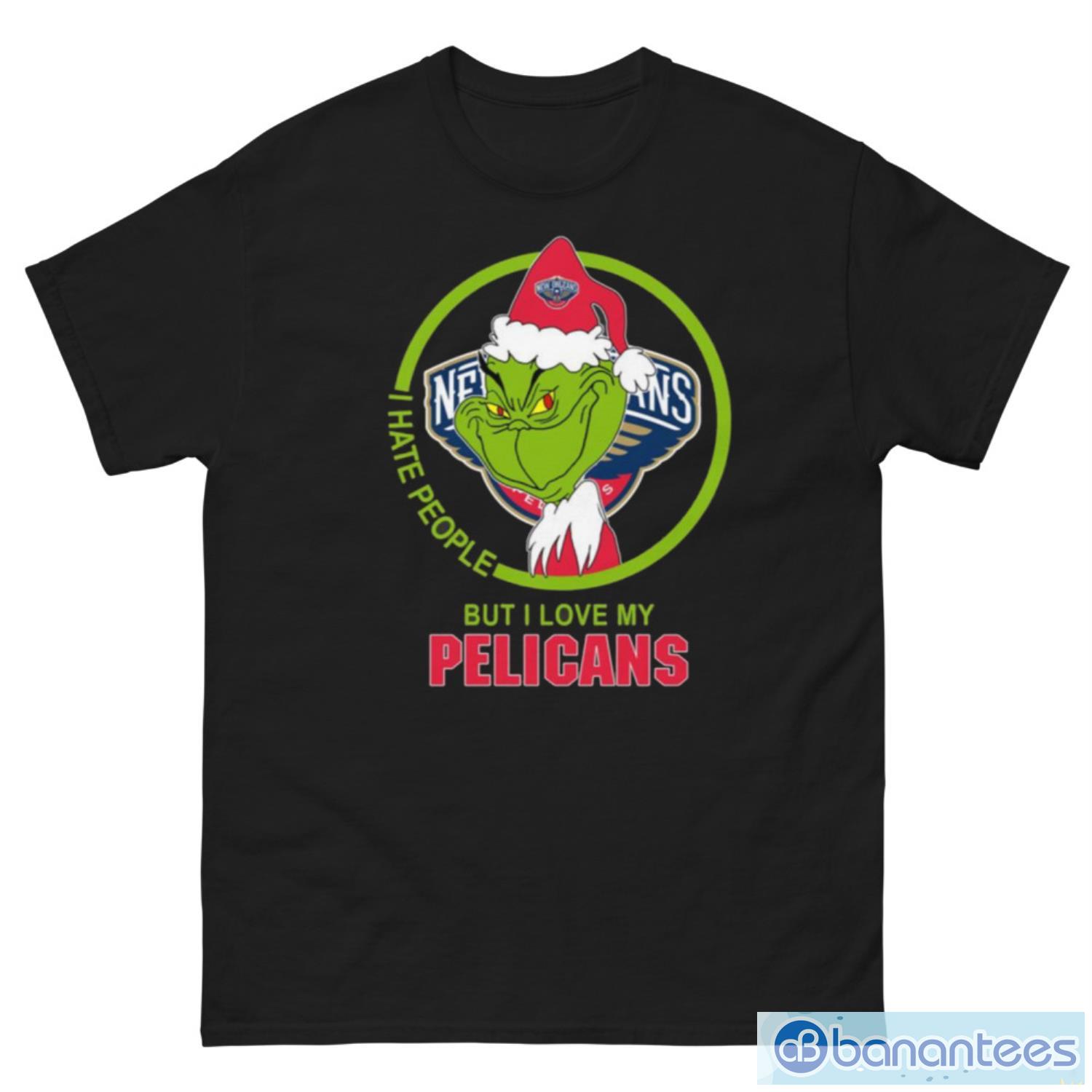 New Orleans Pelicans NBA Christmas Grinch I Hate People But I Love My Favorite Basketball Team T Shirt - G500 Men’s Classic Tee