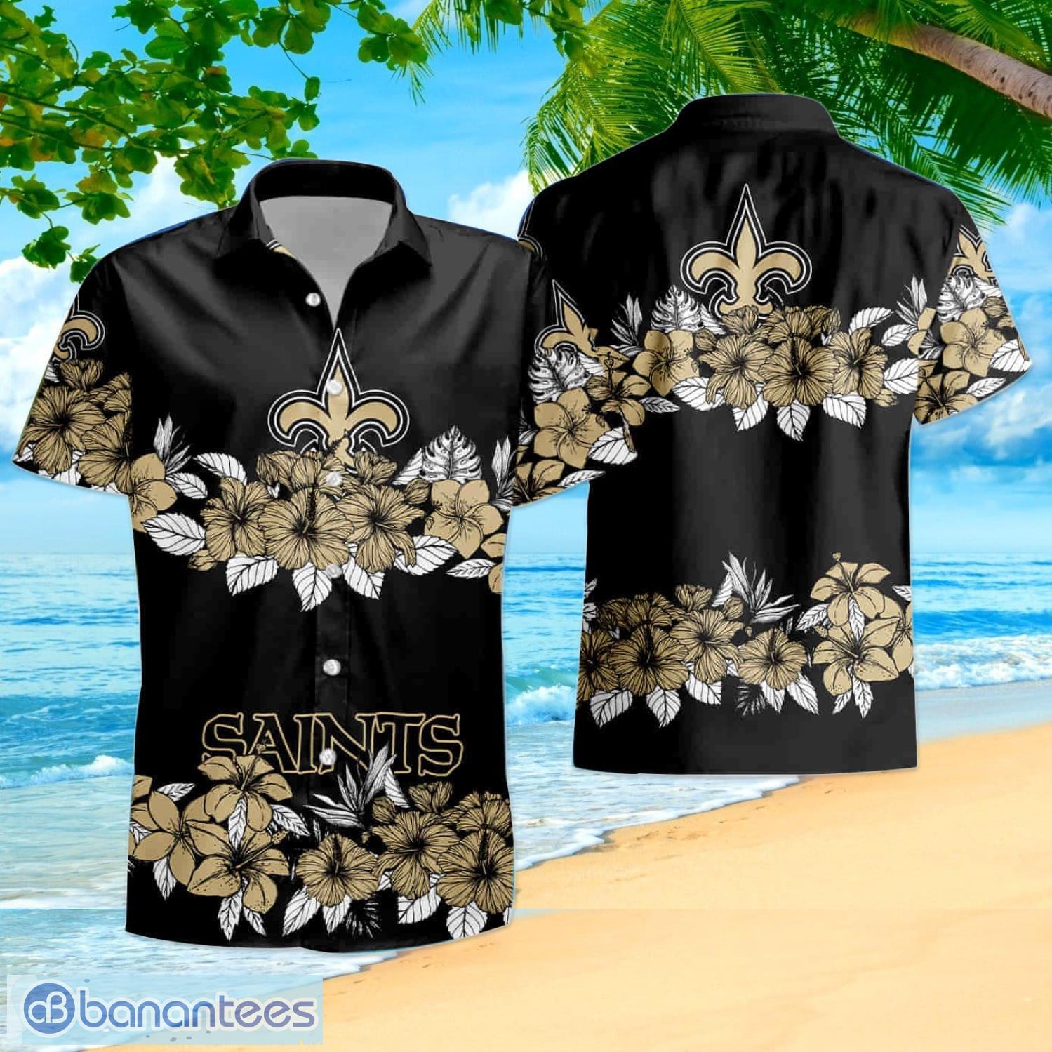 New Orleans Saints Nfl Floral Tropical Short Sleeve Aloha Hawaiian Shirt  For Men And Women