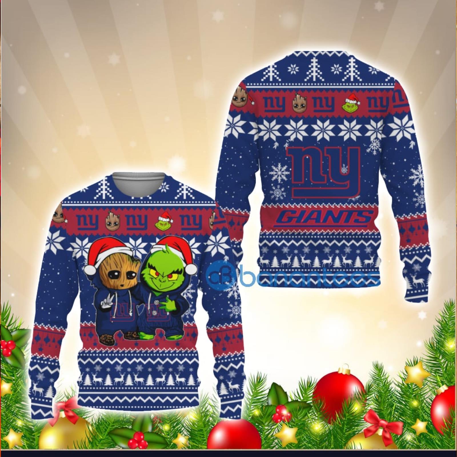 The Grinch New York Giants All Over Print 3D Ugly Christmas Sweater