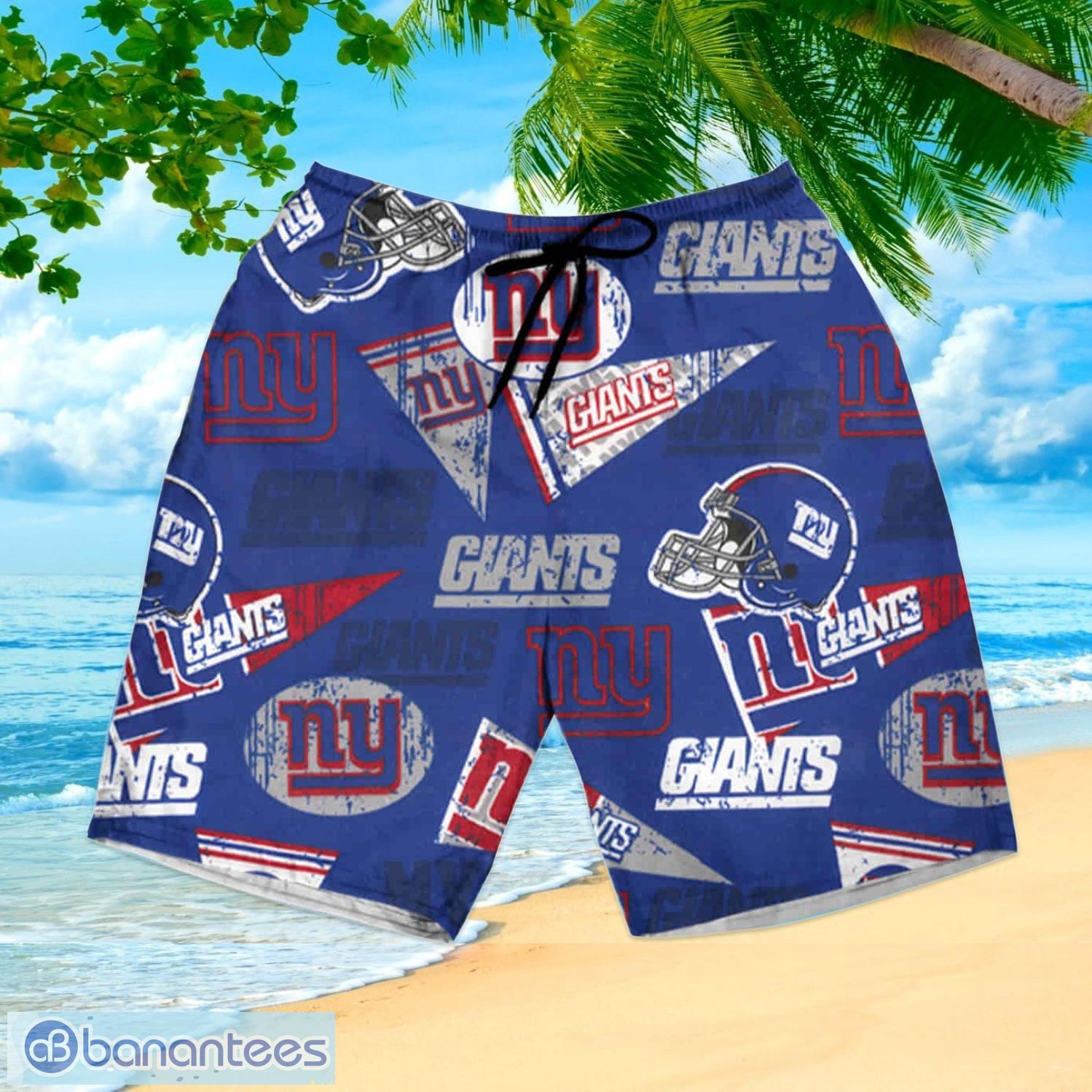 New York Giants Logo And Helmet Hawaiian Shirt And Shorts Best