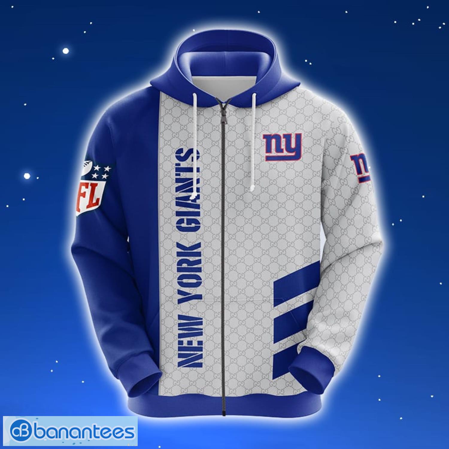 New York Giants NFL Blue Unisex 3D Hoodie Zip Hoodie For Men And