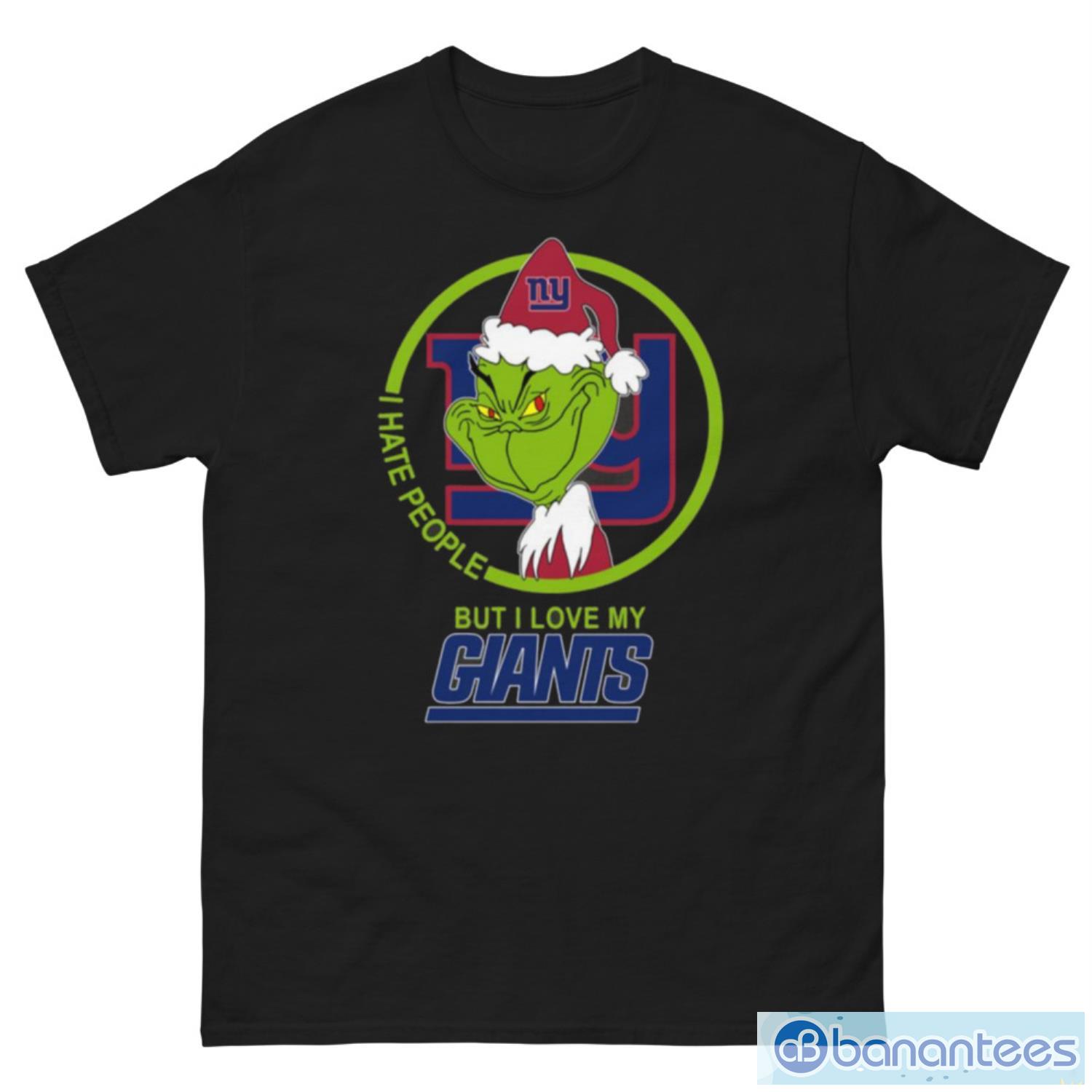 New York Giants NFL Christmas Grinch I Hate People But I Love My Favorite Football Team T Shirt - G500 Men’s Classic Tee