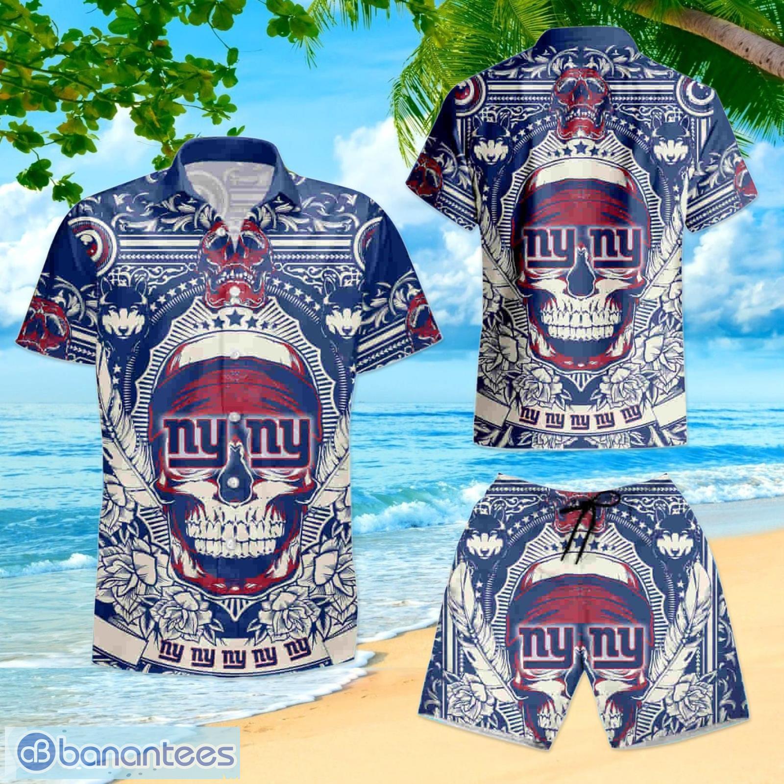 Nfl New York Giants Summer Button Up Summer Hawaiian Shirt And Shorts -  Banantees