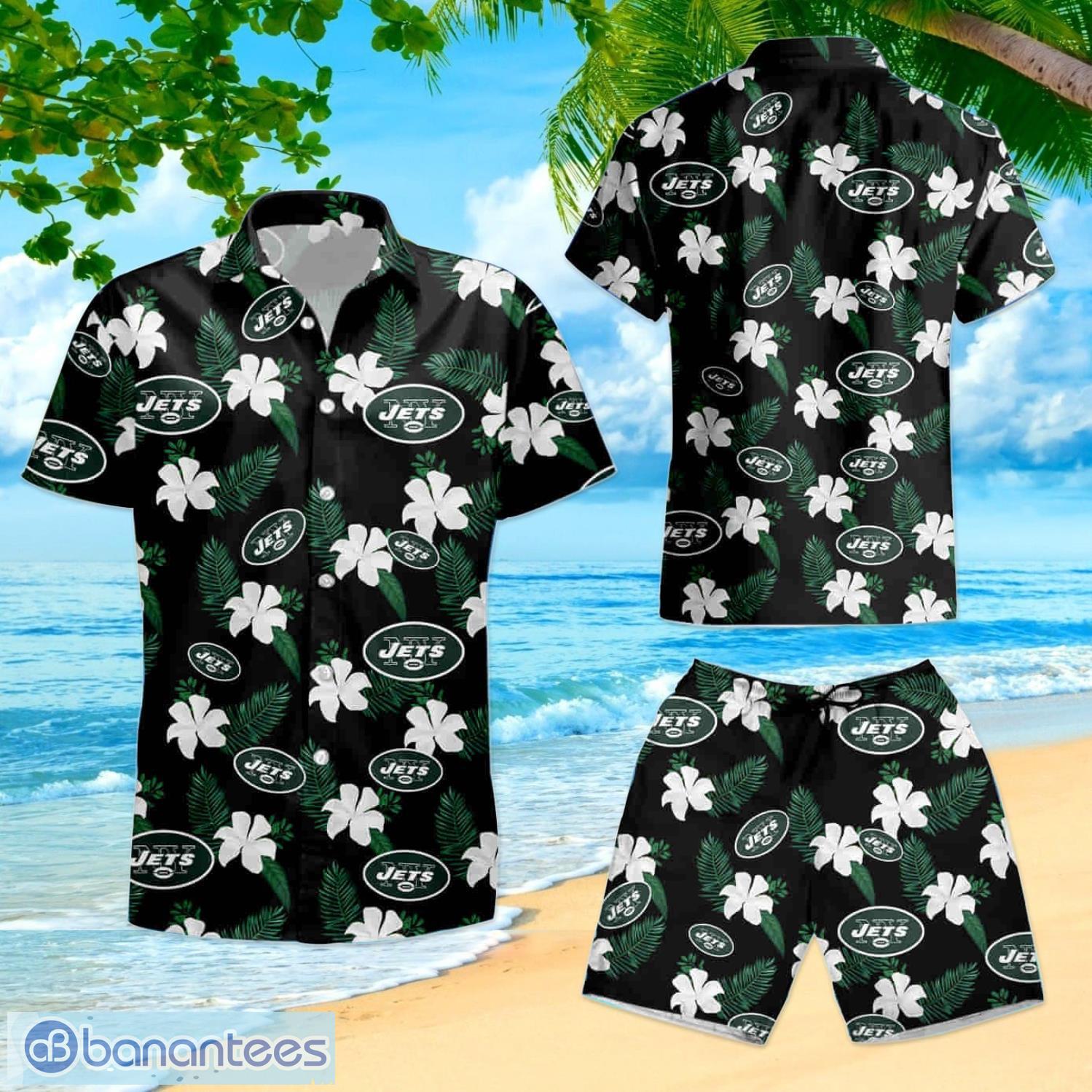 New York Jets Tropical Flower Hawaiian Shirt And Shorts