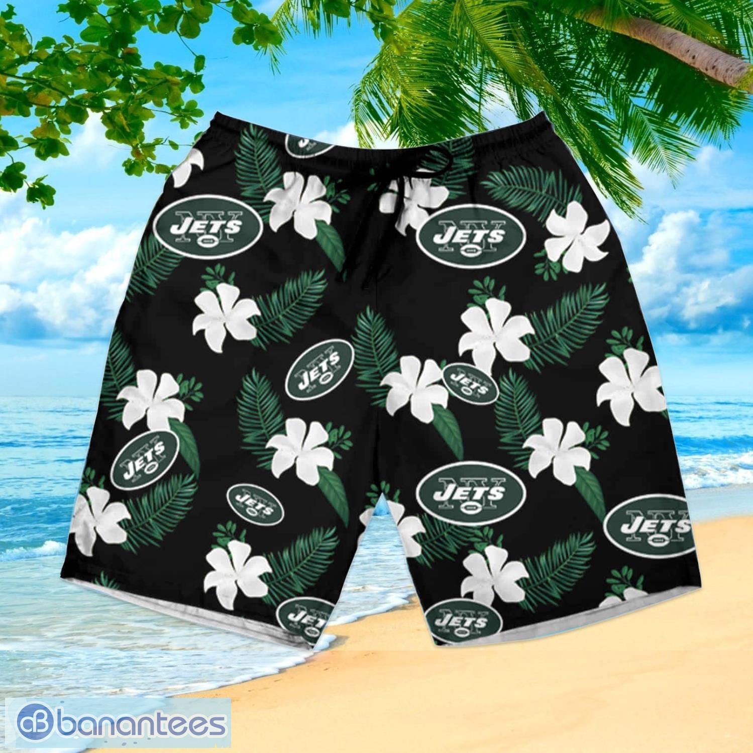 New York Jets Football Floral Aloha Hawaiian Shirt Summer Vacation