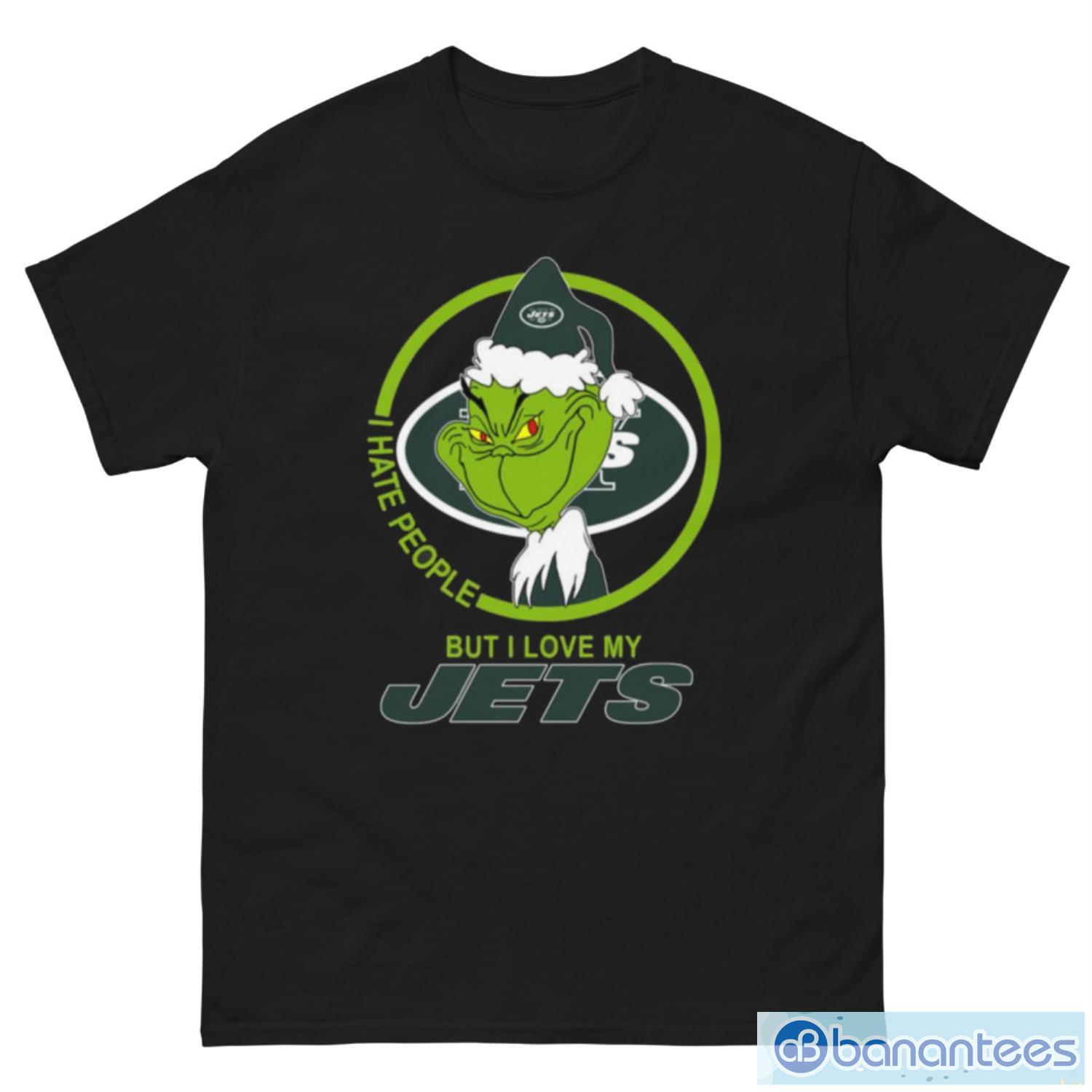 New York Jets NFL Christmas Grinch I Hate People But I Love My Favorite Football Team T Shirt - G500 Men’s Classic Tee