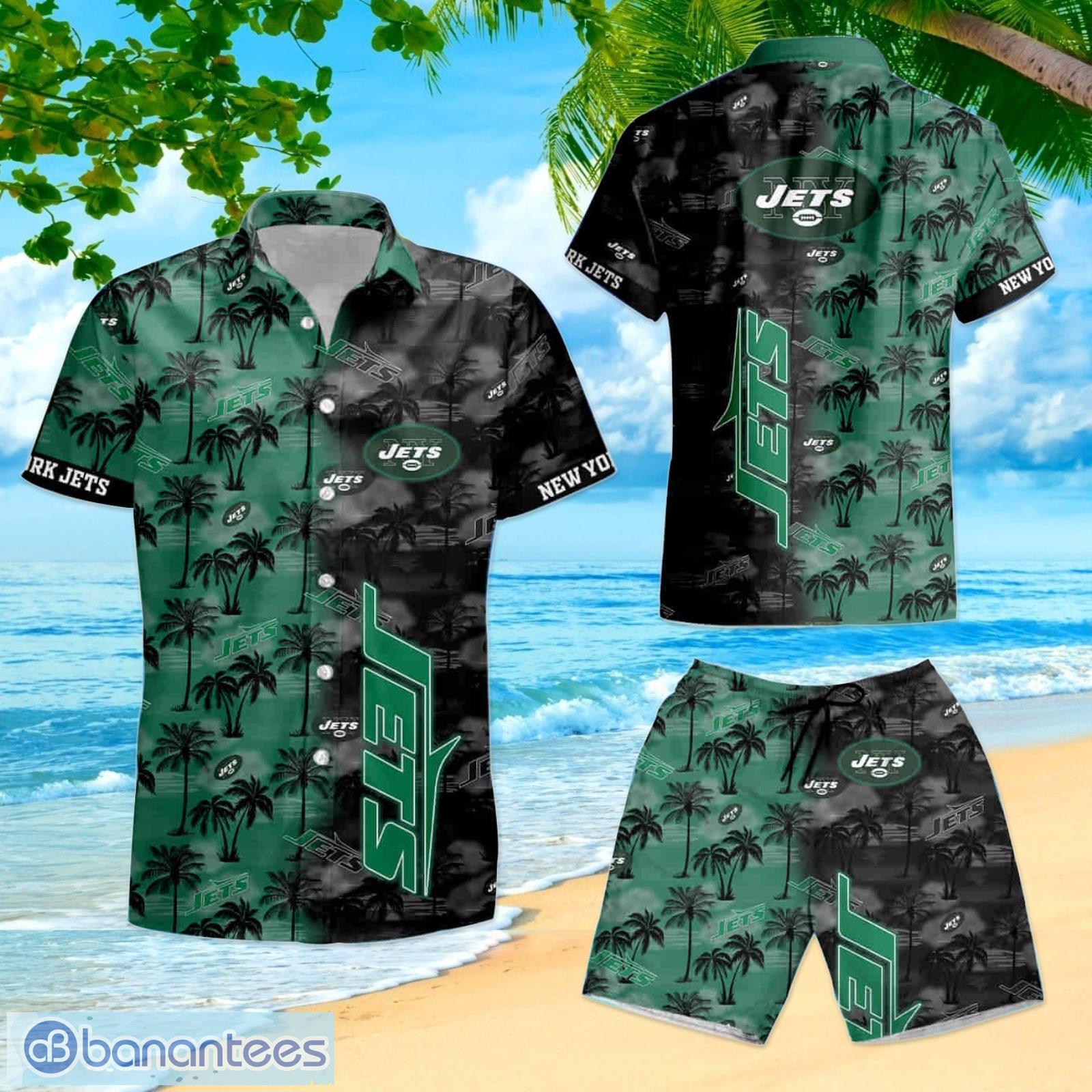 New York Jets Men's 2PCS Outfits Hawaiian Shirt Summer Workout Board Shorts