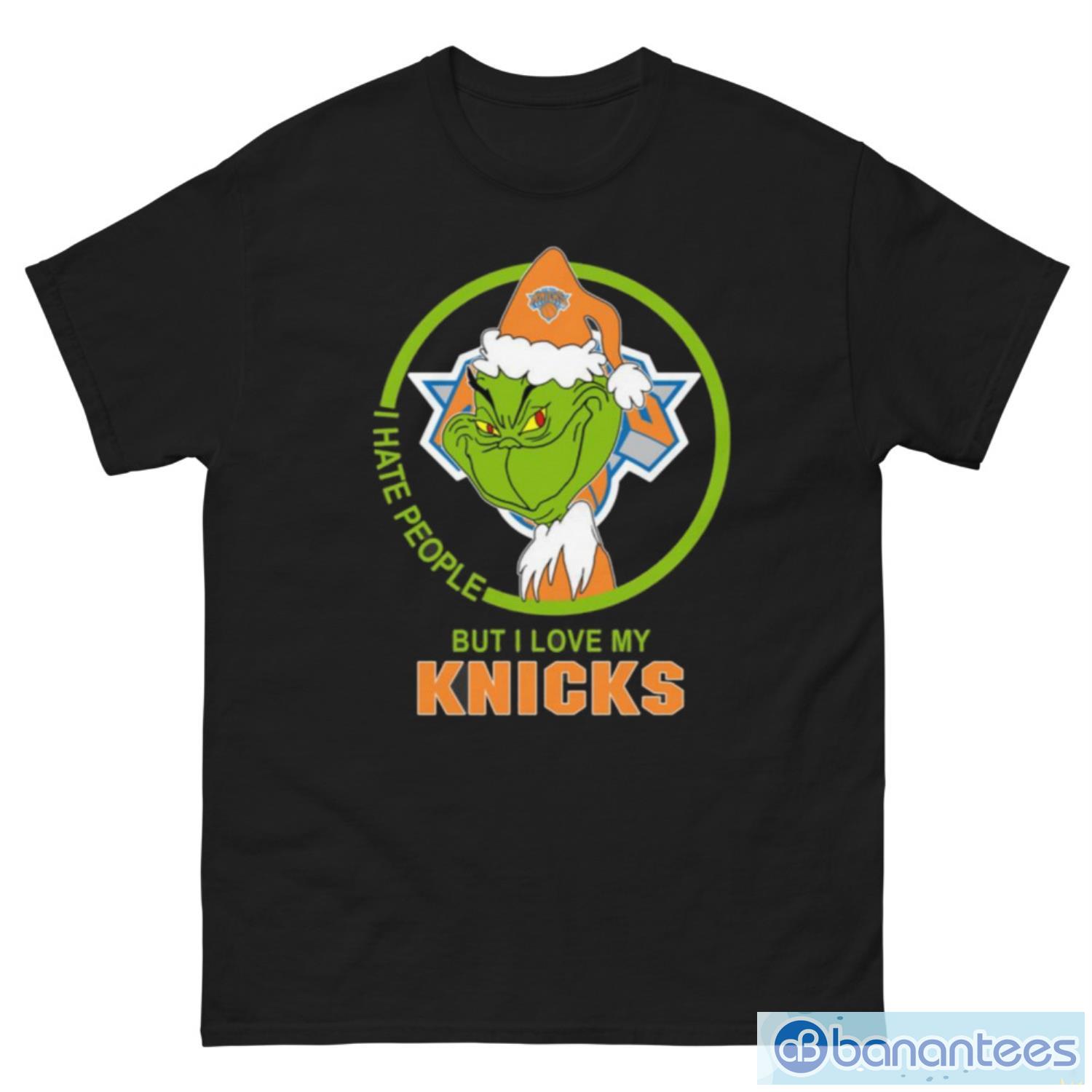 New York Knicks NBA Christmas Grinch I Hate People But I Love My Favorite Basketball Team T Shirt - G500 Men’s Classic Tee
