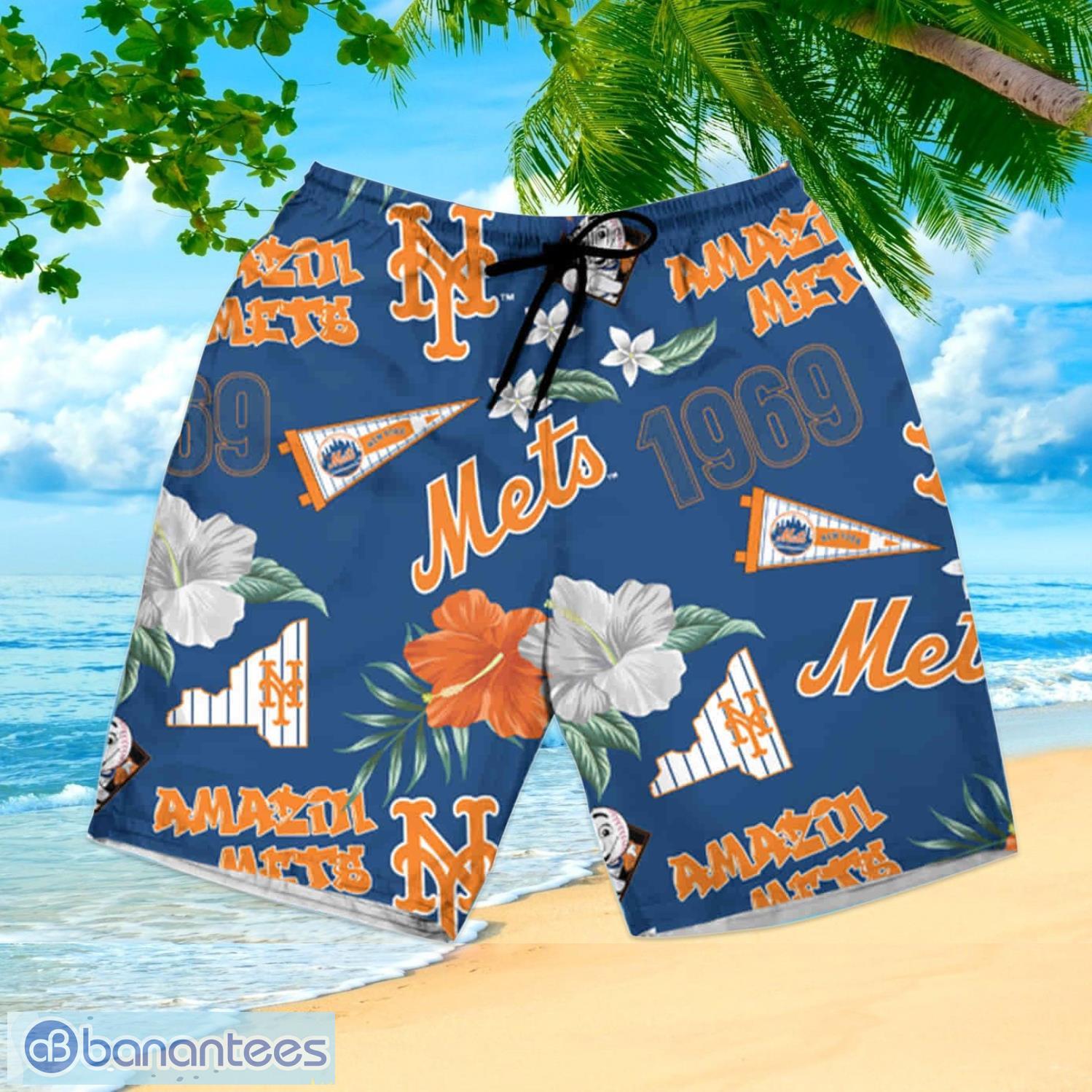 New York Mets City Style Button Up Hawaiian Shirt And Short Set -  Freedomdesign