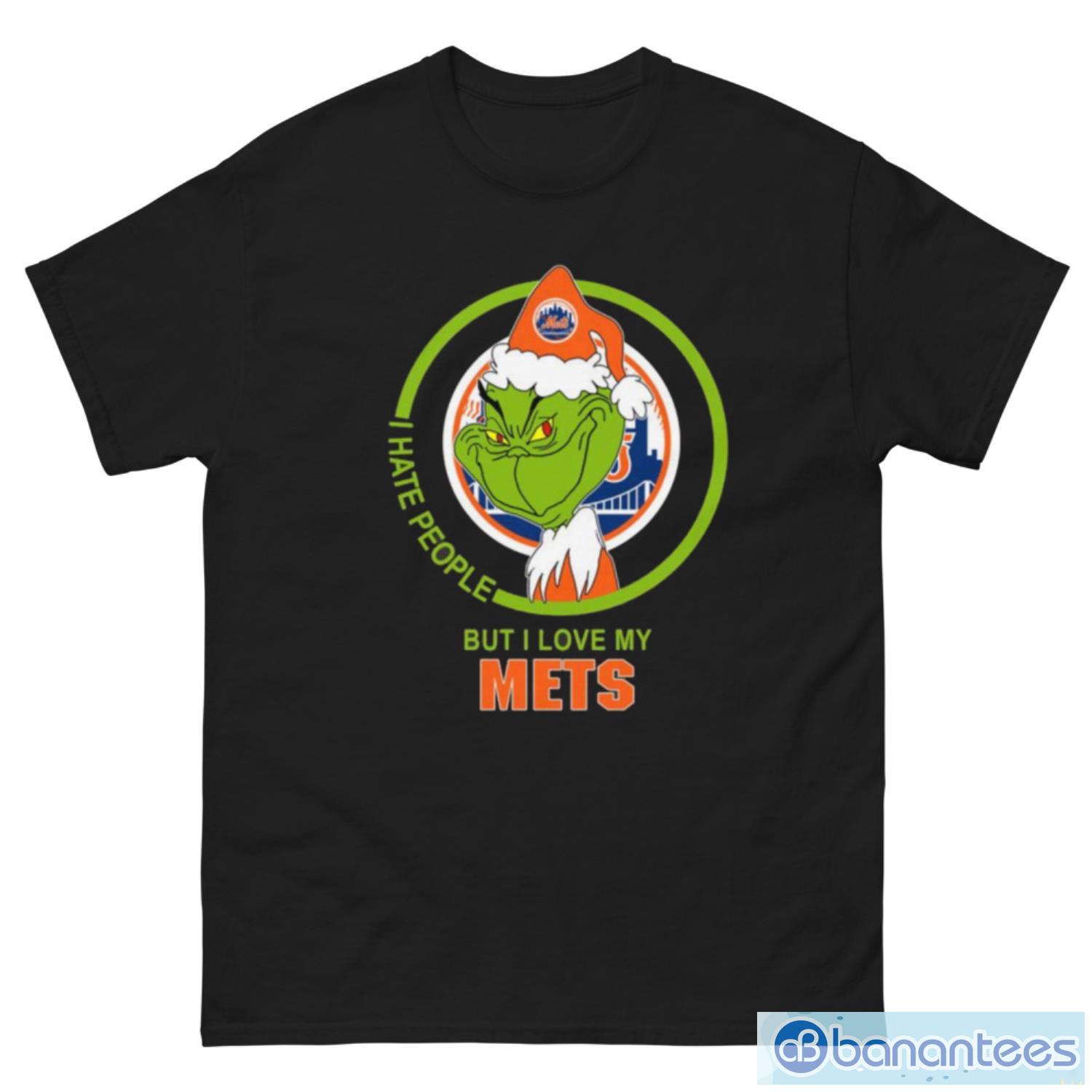New York Mets MLB Christmas Grinch I Hate People But I Love My Favorite Baseball Team T Shirt - G500 Men’s Classic Tee