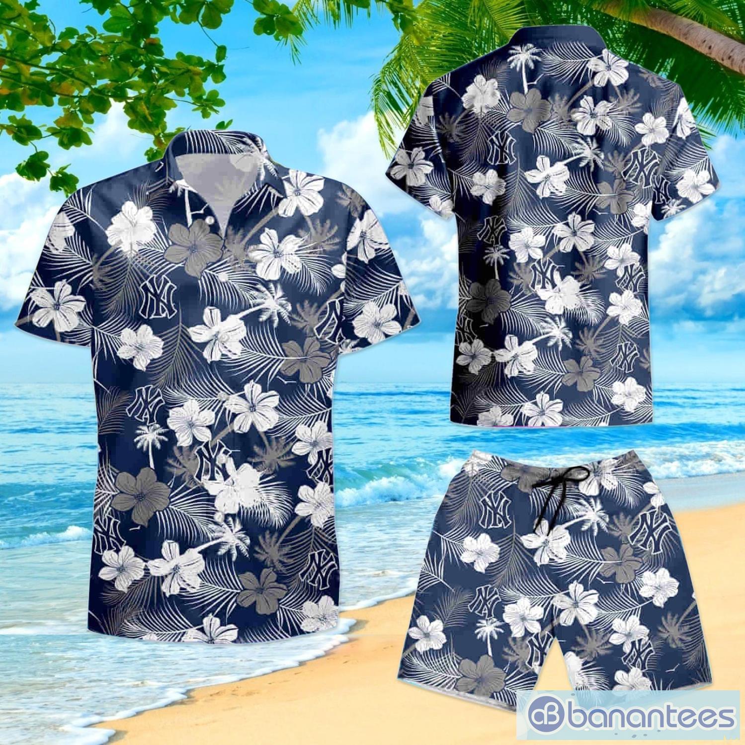 New York Yankess MLB Flower Pattern Summer 3D Hawaiian Shirt Custom Name  And Number - Banantees