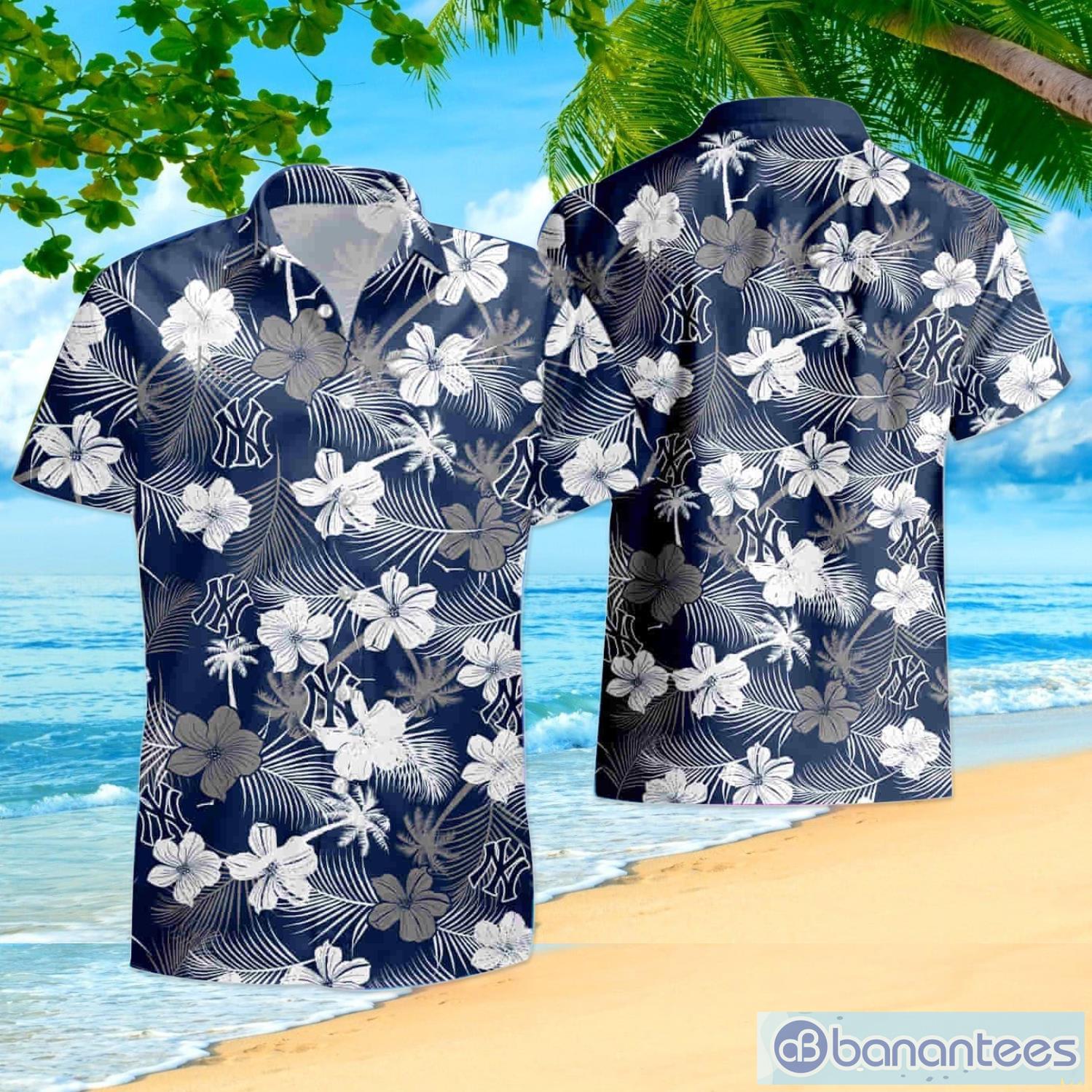 New York Yankess MLB Flower Pattern Summer 3D Hawaiian Shirt Custom Name  And Number - Banantees