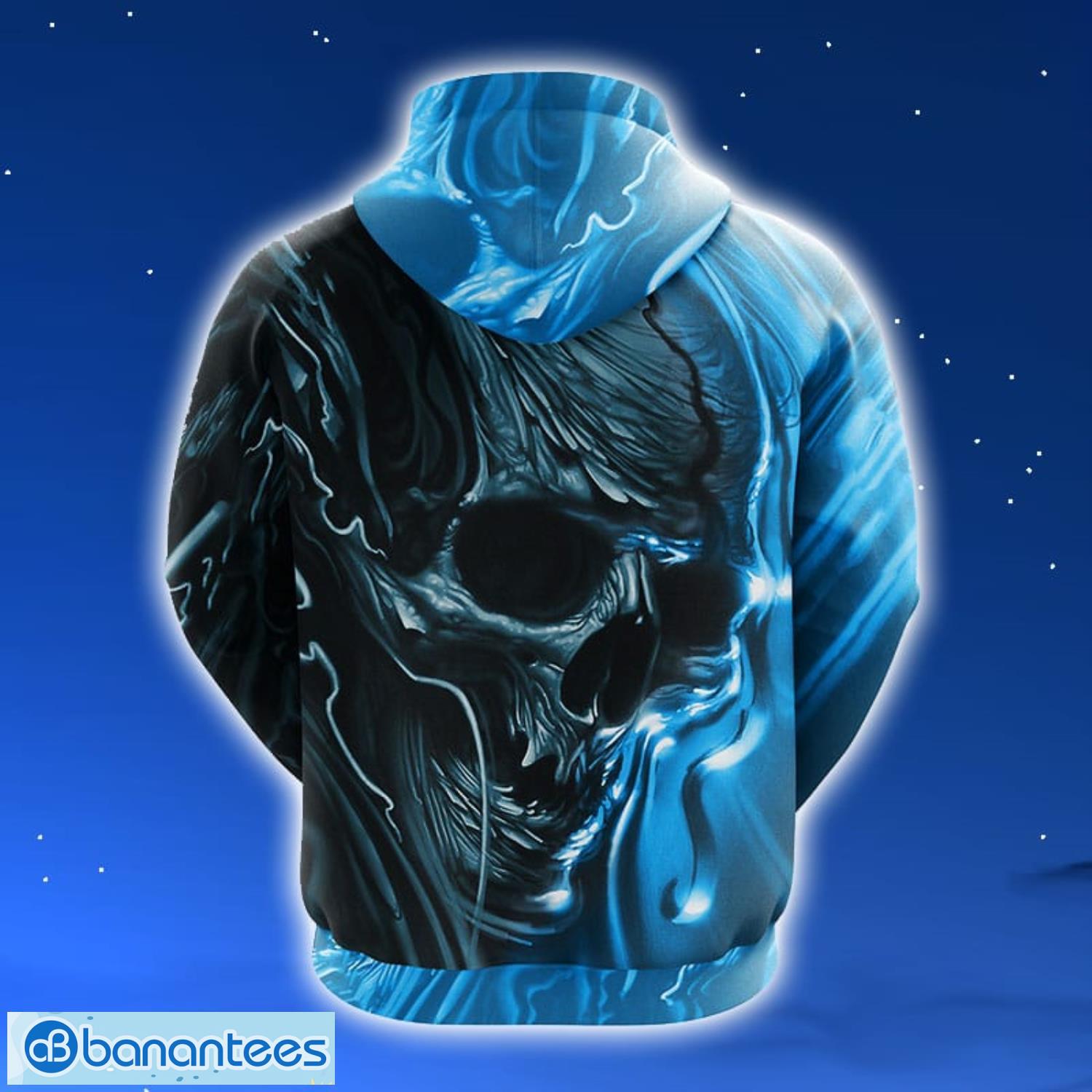 NFL Carolina Panthers Skull Blue 3D Hoodie Zip Hoodie For Men And