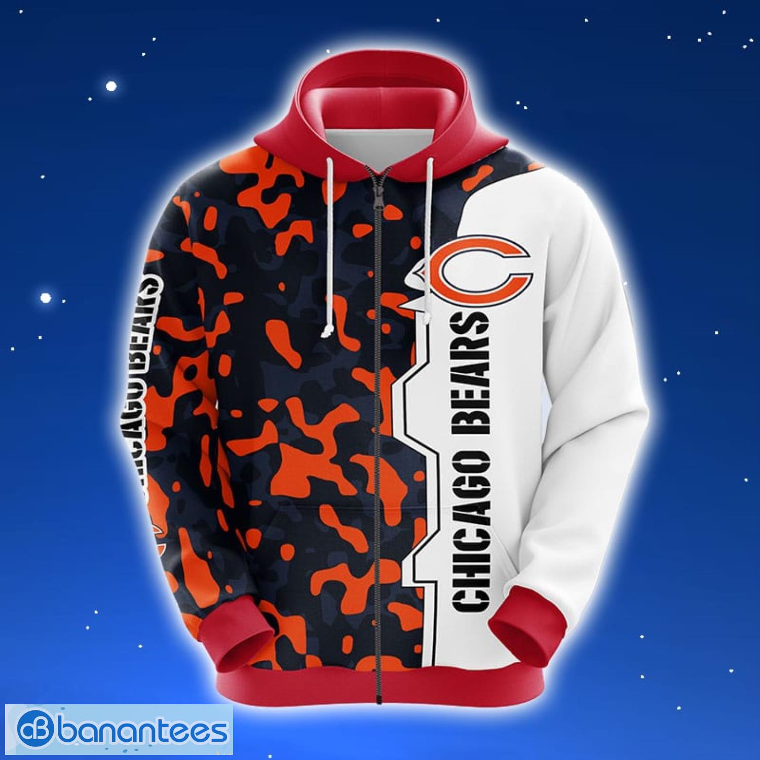 NFL Chicago Bears Camouflage Orange 3D Hoodie Zip Hoodie For Men And Women Sport Gift Product Photo 1