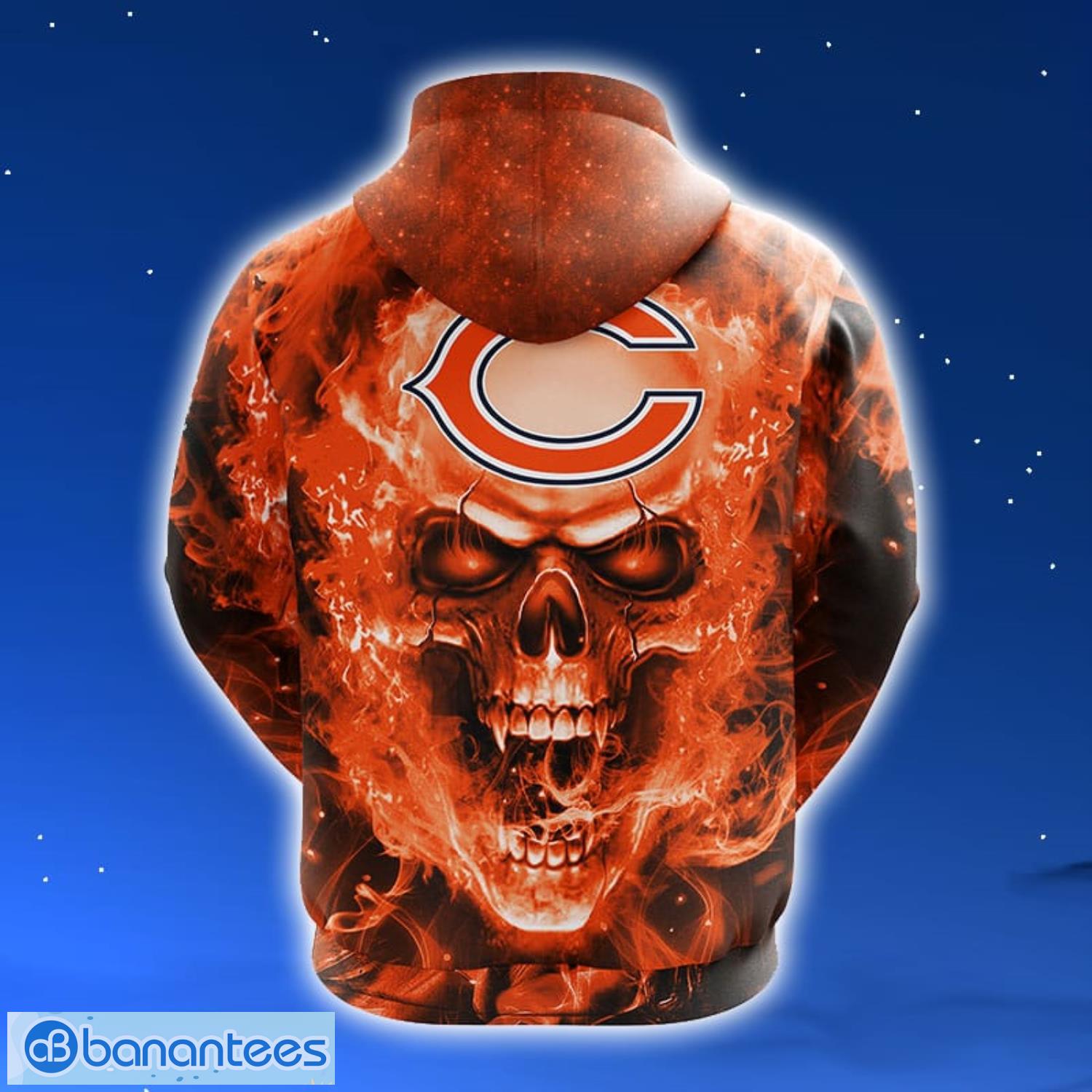 NFL Chicago Bears Skull Funny Orange 3D Hoodie Zip Hoodie For Men And Women Sport Gift Product Photo 2