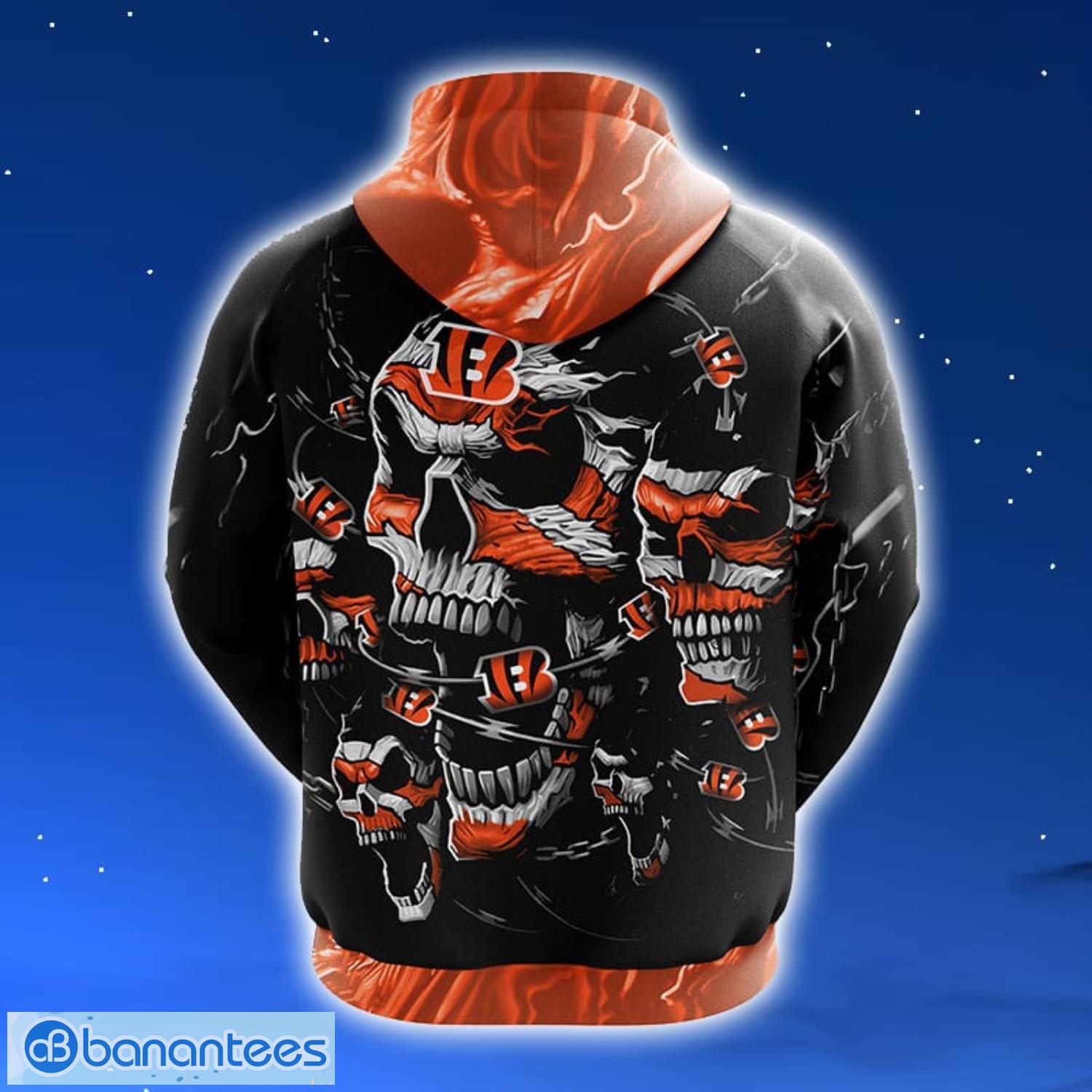 NFL Cincinnati Bengals Skull Funny Orange 3D Hoodie Zip Hoodie For Men And Women Sport Gift Product Photo 2