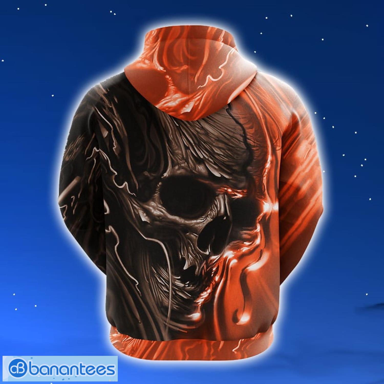 NFL Cincinnati Bengals Skull Orange 3D Hoodie Zip Hoodie For Men And Women Sport Gift Product Photo 2