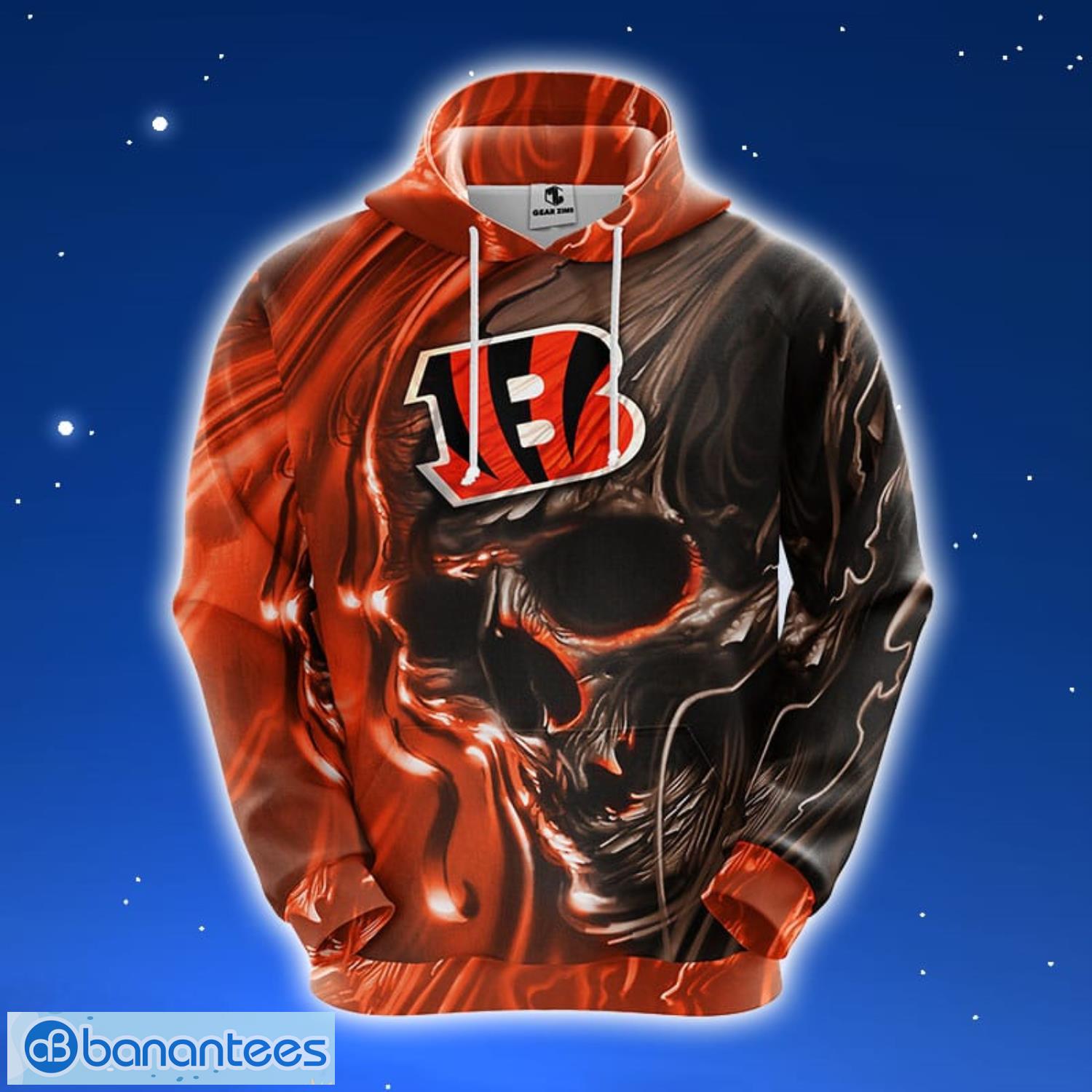 NFL Cincinnati Bengals Skull Orange 3D Hoodie Zip Hoodie For Men And Women Sport Gift Product Photo 1