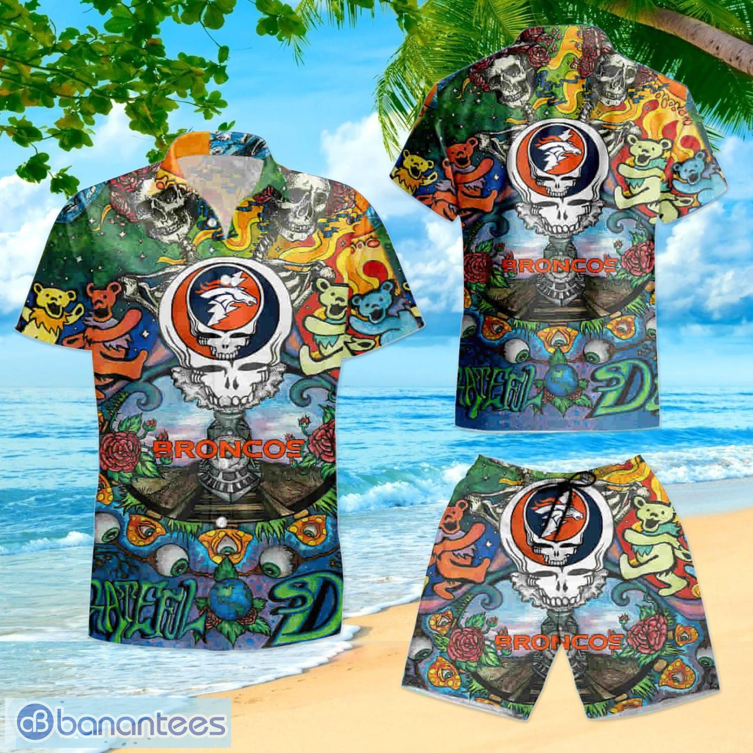 Denver Broncos Skull Halloween NFL Show Off Your Team Spirit In Tropical  Hawaiian Shirt - Banantees