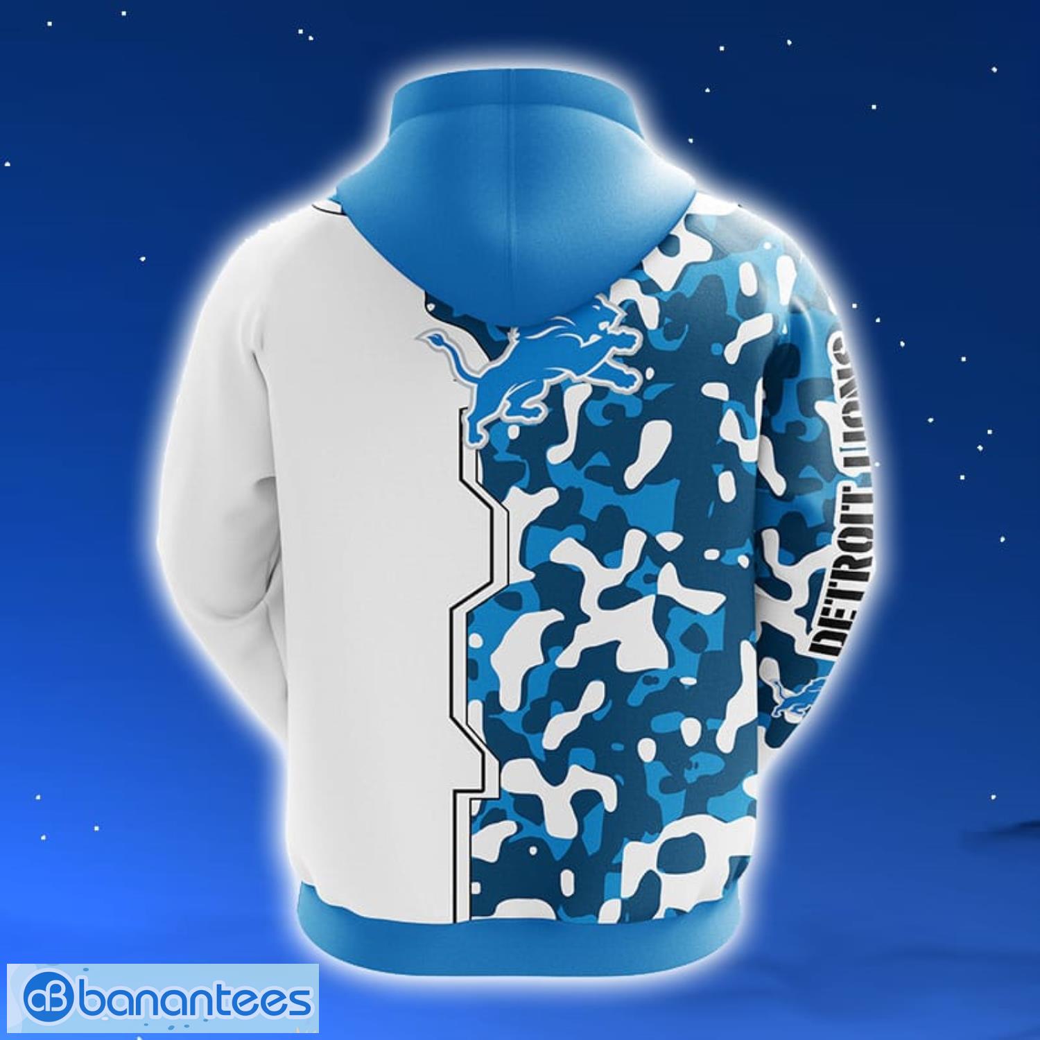NFL Detroit Lions Camouflage Blue 3D Hoodie Zip Hoodie For Men And Women Sport Gift Product Photo 2