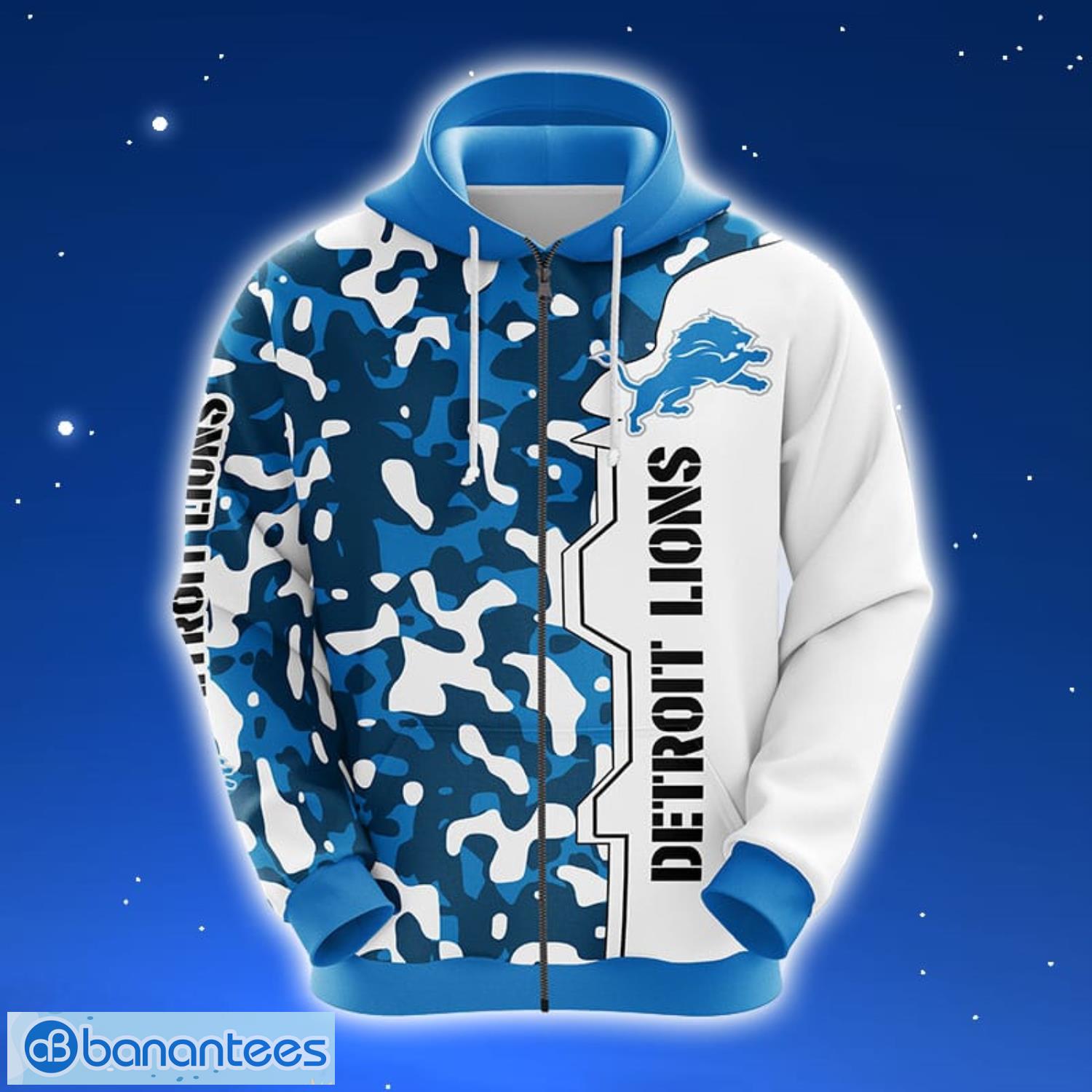 Detroit Lions 3D Zip Hoodie Pullover NFL For Men And Women - Banantees