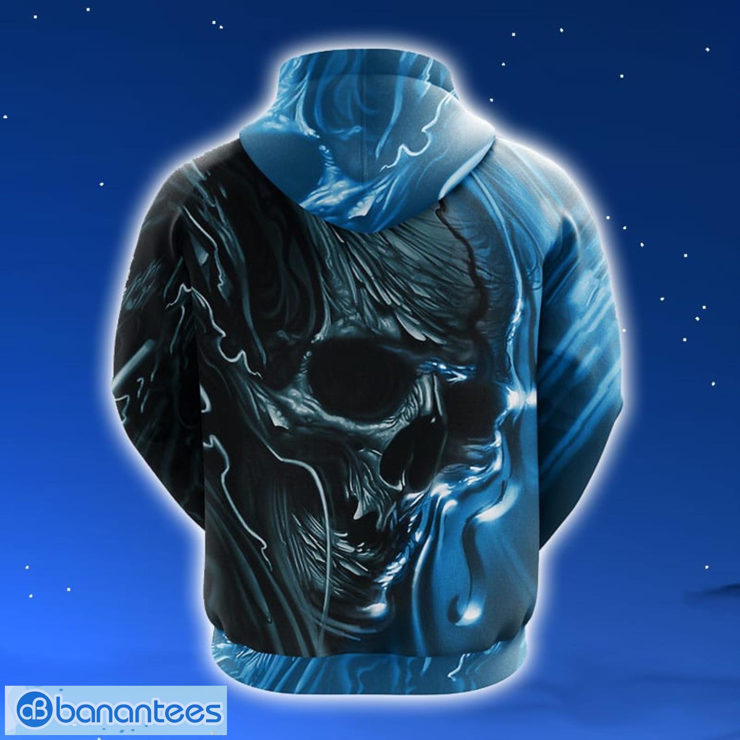 NFL Detroit Lions Skull Blue 3D Hoodie Zip Hoodie For Men And Women Sport Gift Product Photo 2