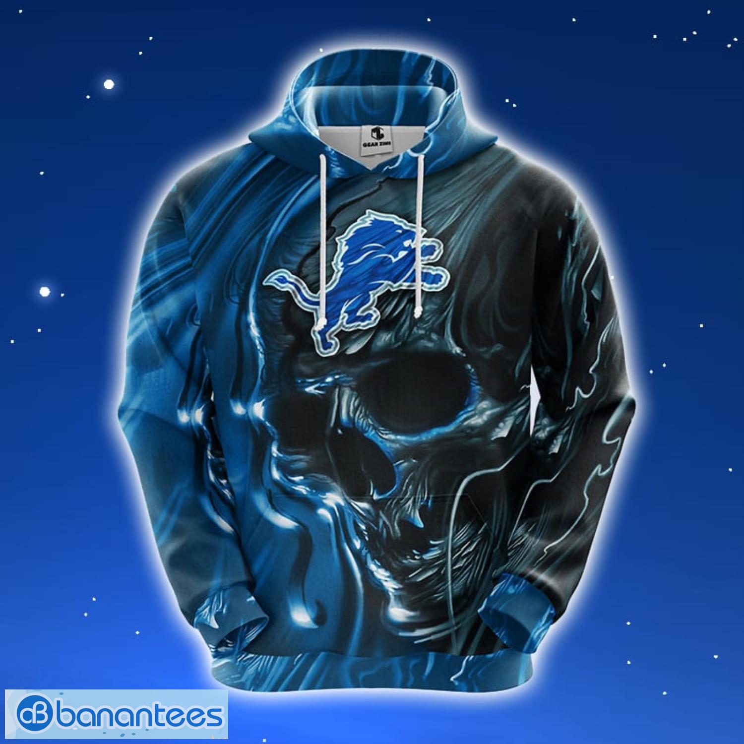 NFL Detroit Lions Skull Blue 3D Hoodie Zip Hoodie For Men And Women Sport Gift Product Photo 1