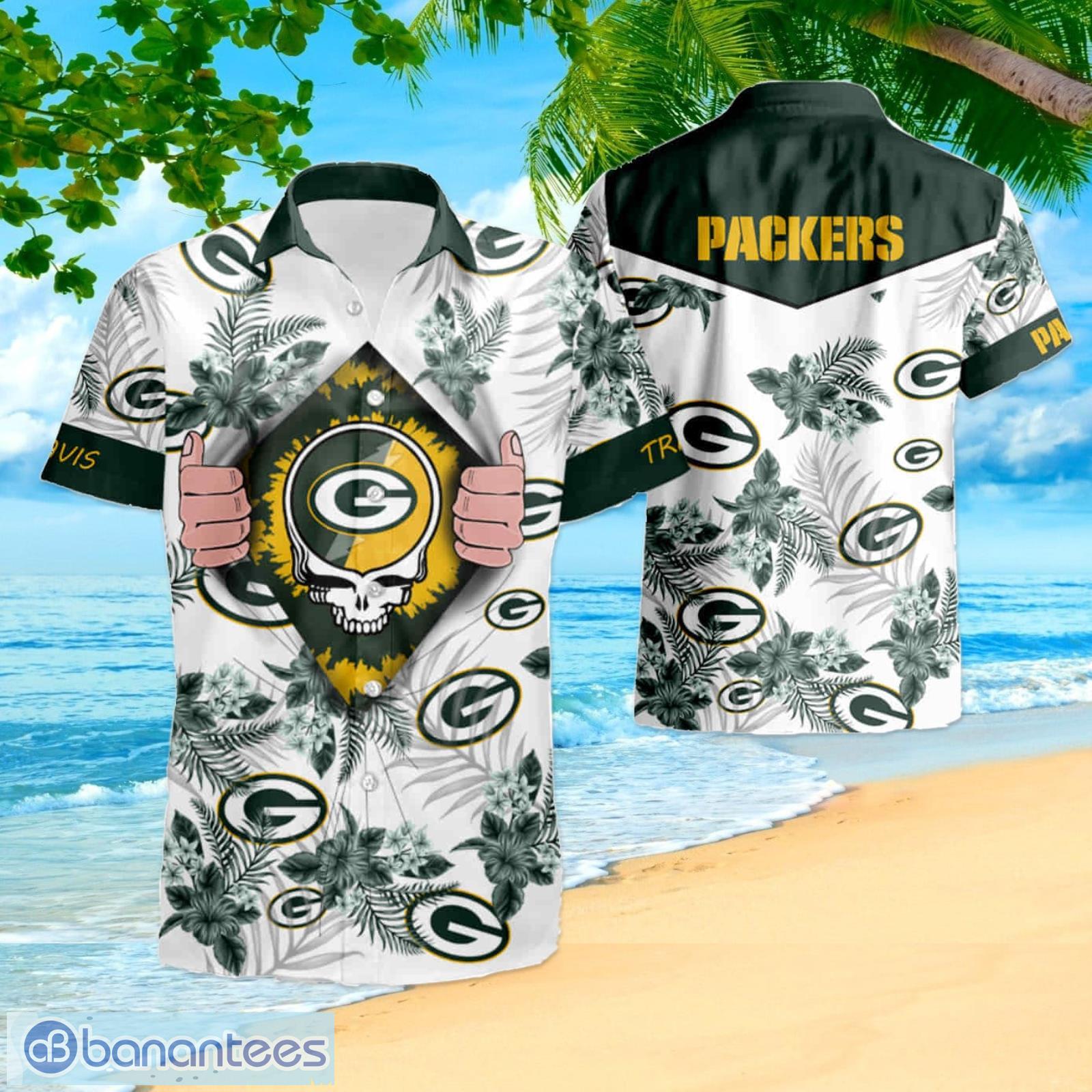 Green Bay Packers Yellow Flowers Short Sleeve Hawaiian Shirt And Short