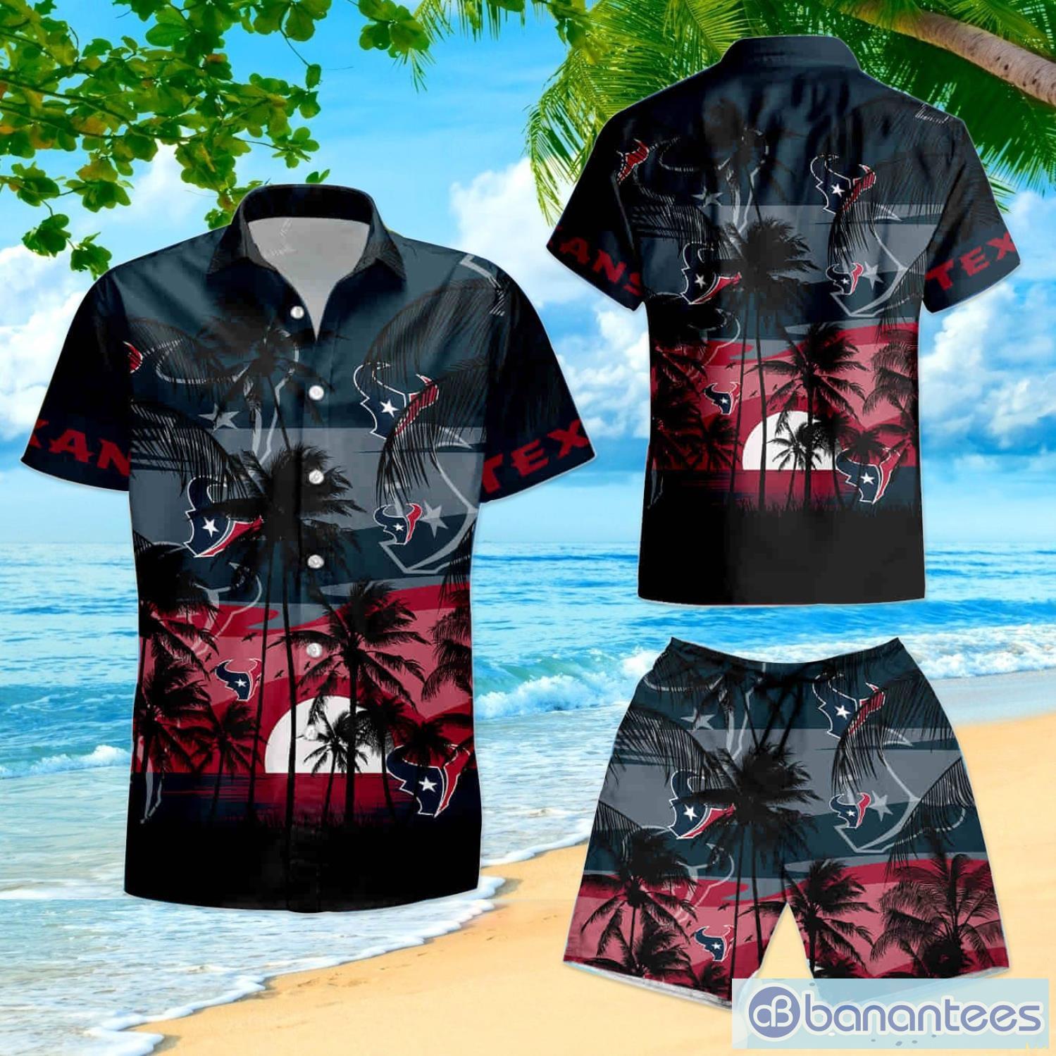 Houston Texans NFL Graphic Tropical Pattern Style Summer 3D Hawaiian Shirt  And Shorts For Men And Women Gift Fans - Banantees