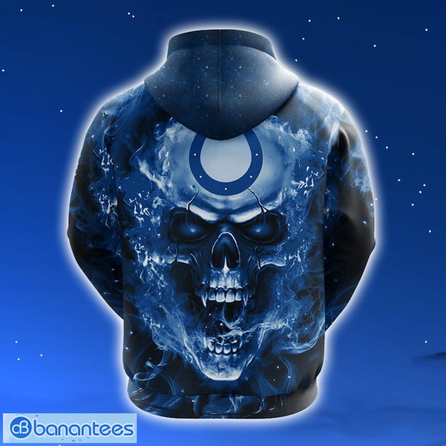 NFL Indianapolis Colts Skull Funny Blue 3D Hoodie Zip Hoodie For Men And Women Sport Gift Product Photo 2