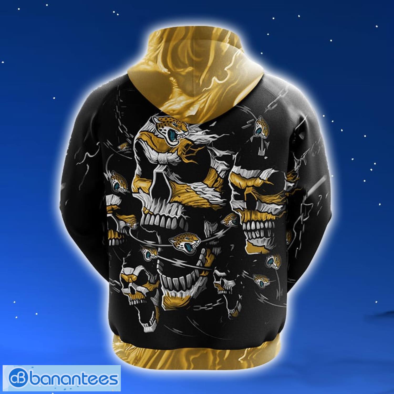 NFL Jacksonville Jaguars Skull Funny Yellow 3D Hoodie Zip Hoodie For Men And Women Sport Gift Product Photo 2