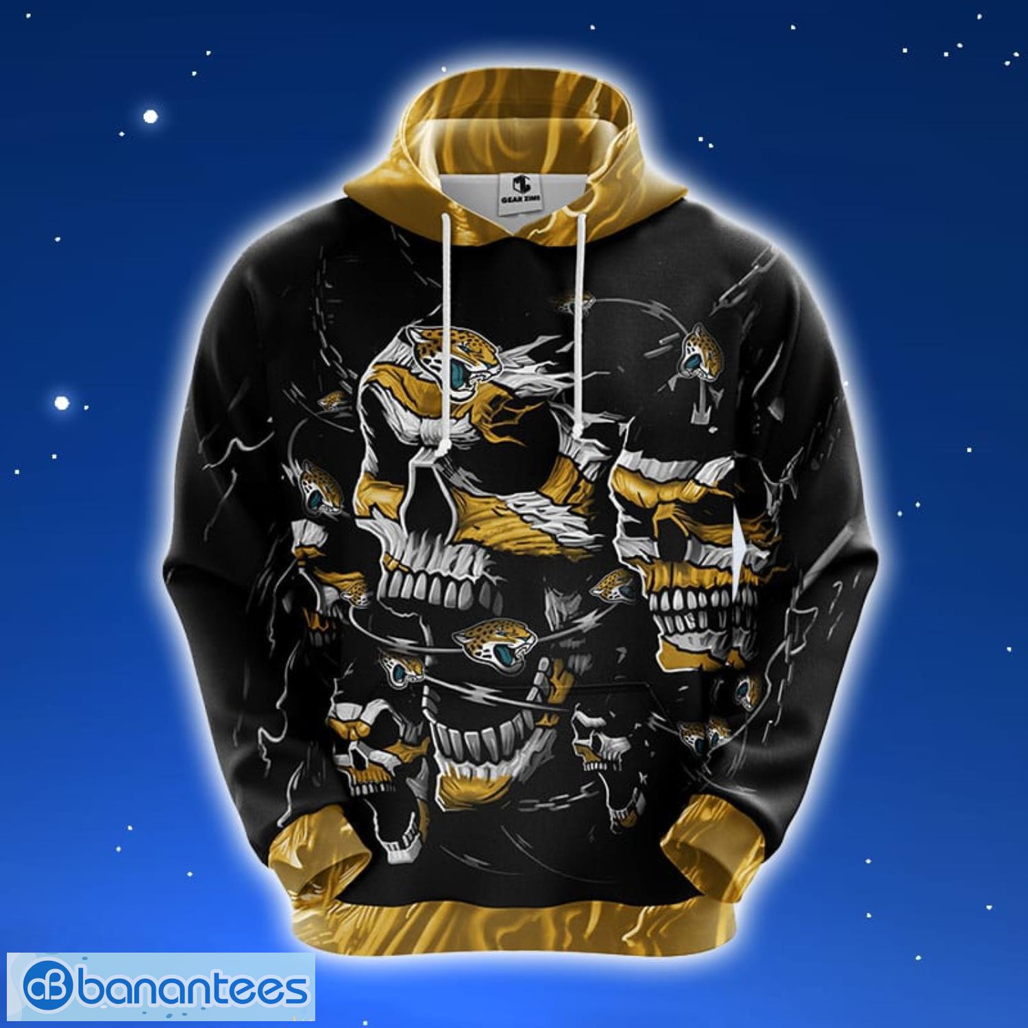 NFL Jacksonville Jaguars Skull Funny Yellow 3D Hoodie Zip Hoodie For Men And Women Sport Gift Product Photo 1