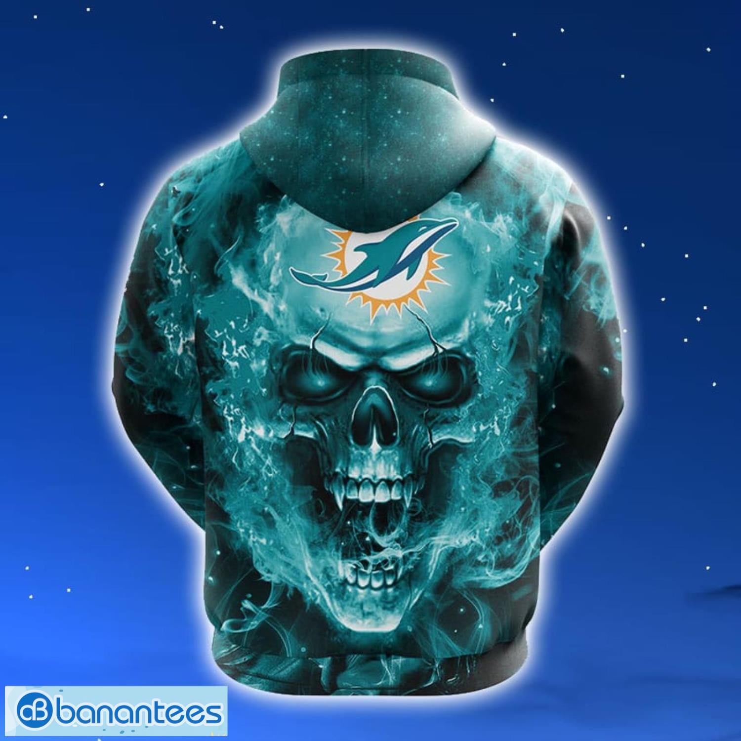 NFL Miami Dolphins Skull Funny Green 3D Hoodie Zip Hoodie For Men And Women  Sport Gift - Banantees