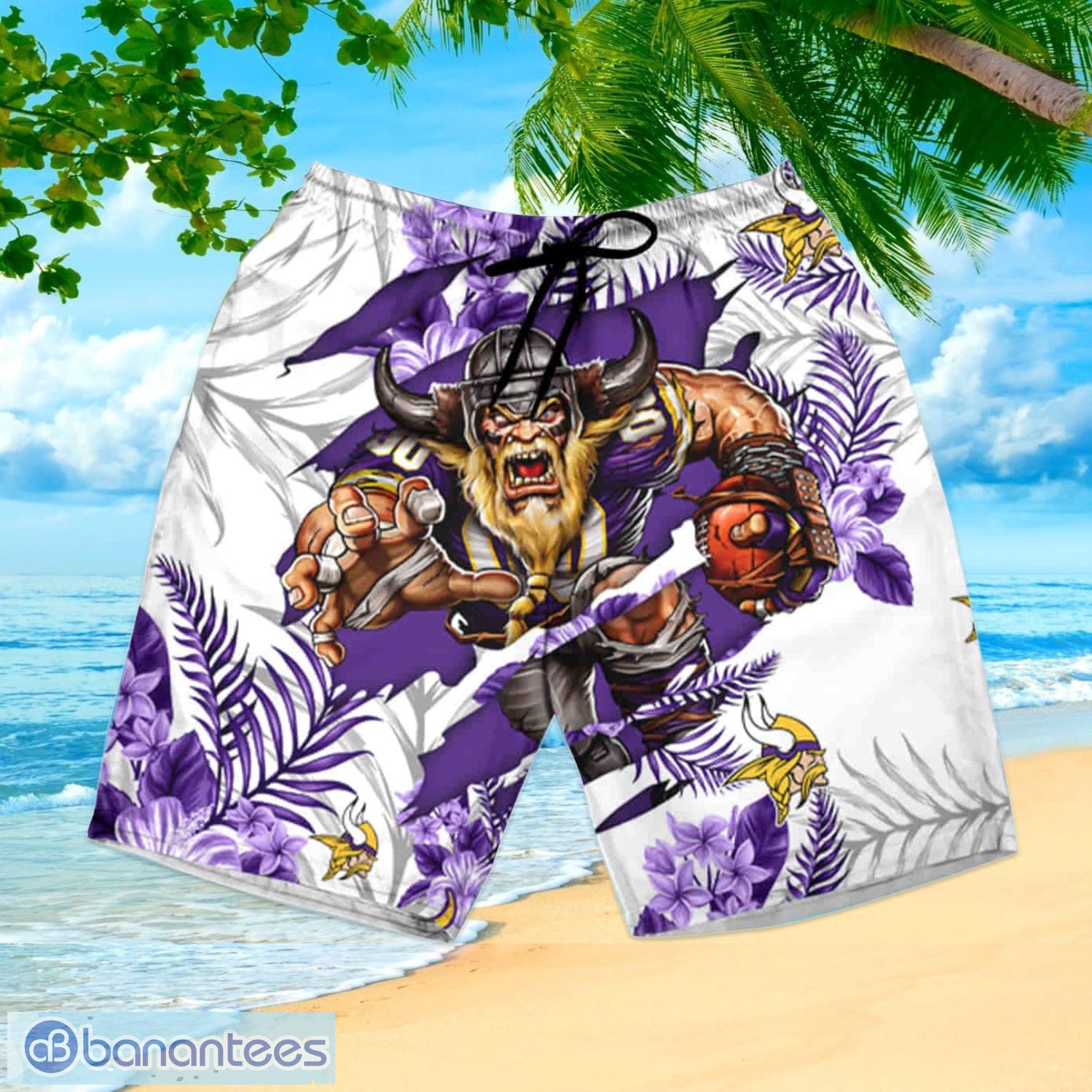 Minnesota Vikings Short Sleeve Aloha Hawaiian Shirt And Shorts Beach Gift -  Banantees