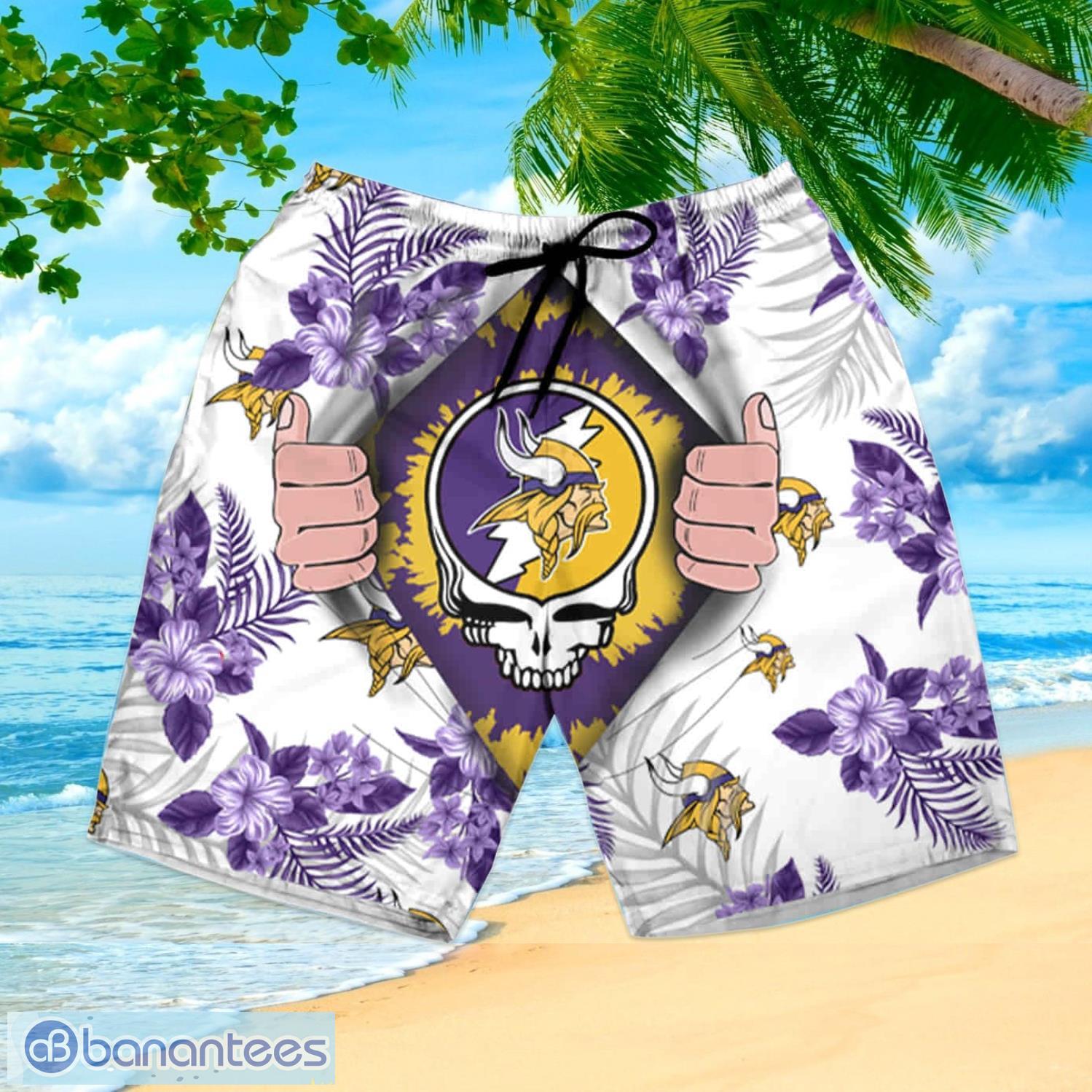 Minnesota Vikings Short Sleeve Aloha Hawaiian Shirt And Shorts Beach Gift -  Banantees